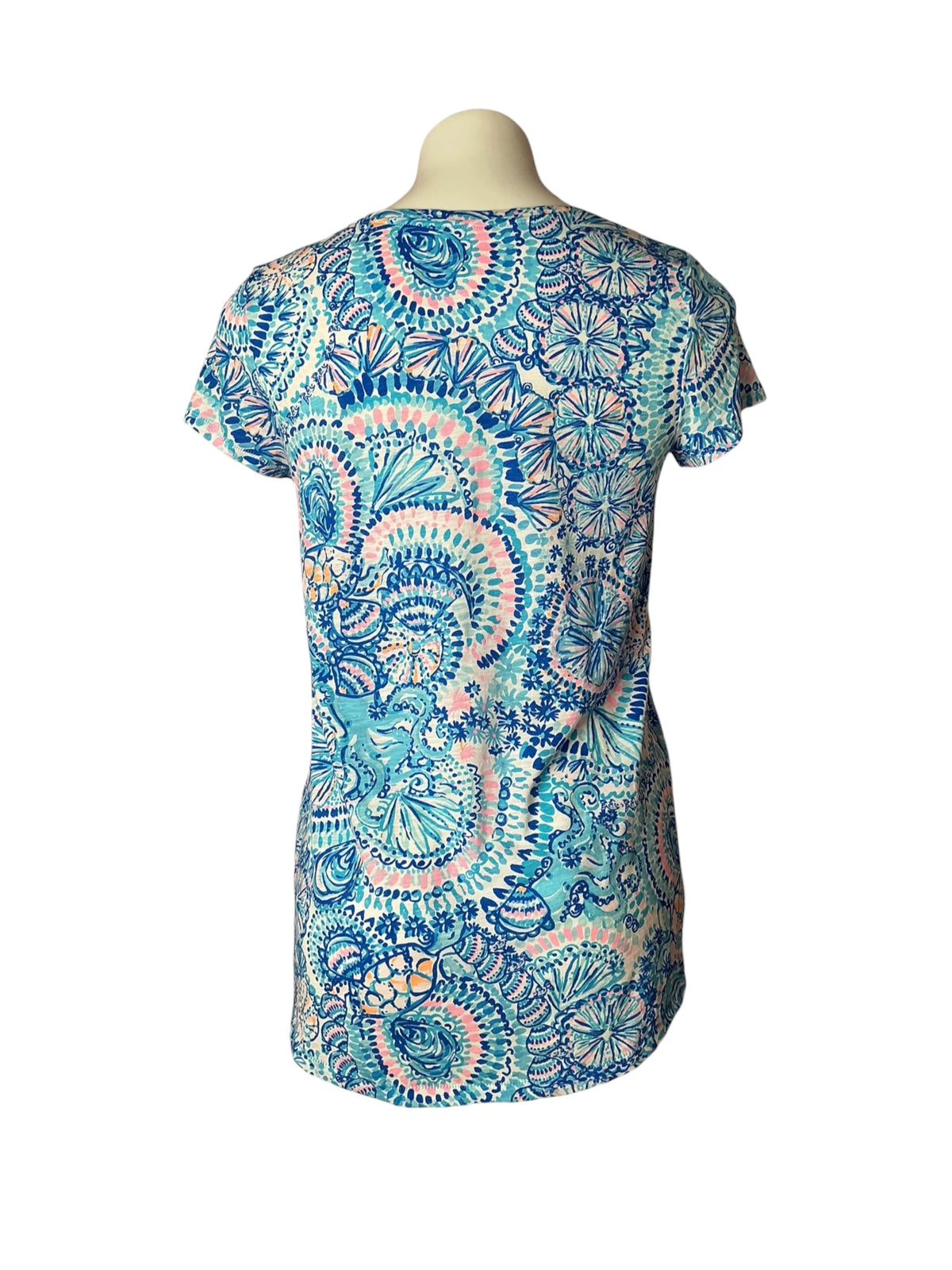 Lilly Pulitzer V-Neck Top Blue Grotto Commotion in the Ocean - Size XS
