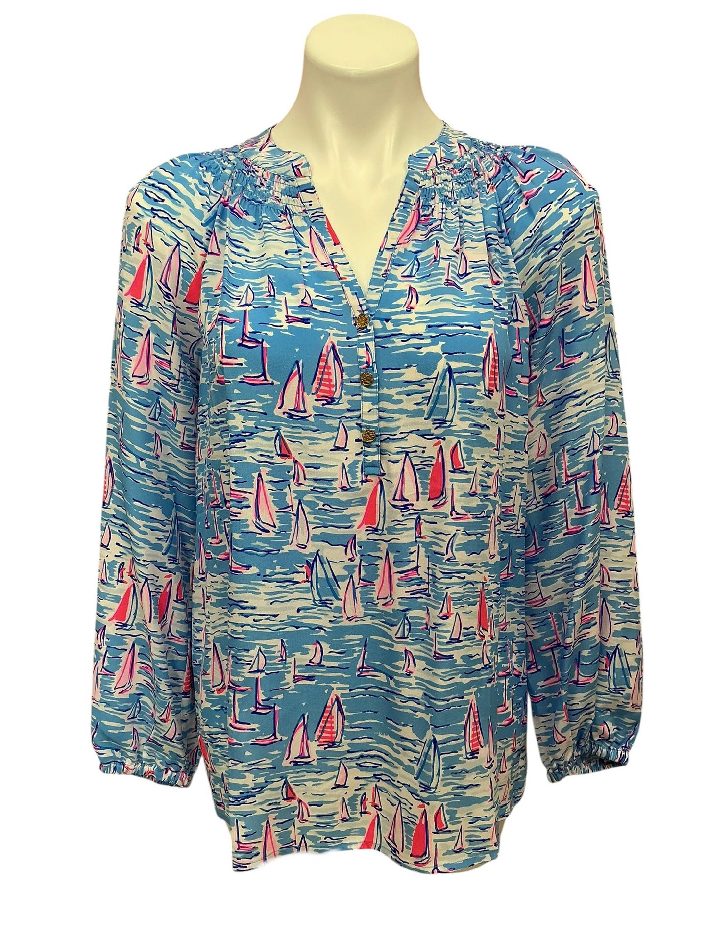 Lilly Pulitzer NWT Elsa Top Zanzibar Blue Boatylicious - Size S