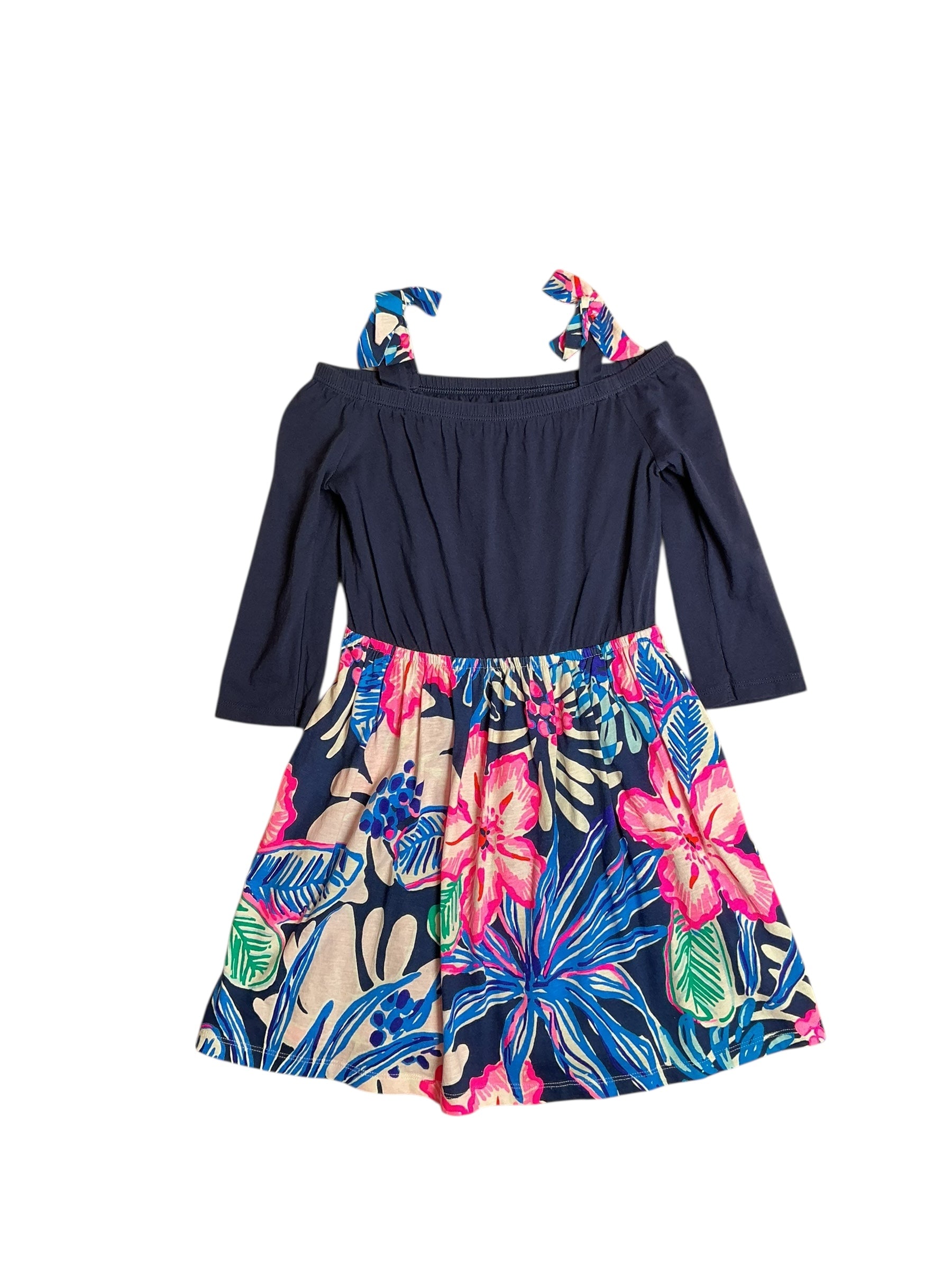 Lilly Pulitzer Girls Minisa Dress Hide Tide Navy Sugar Mambo - Size M 6-7