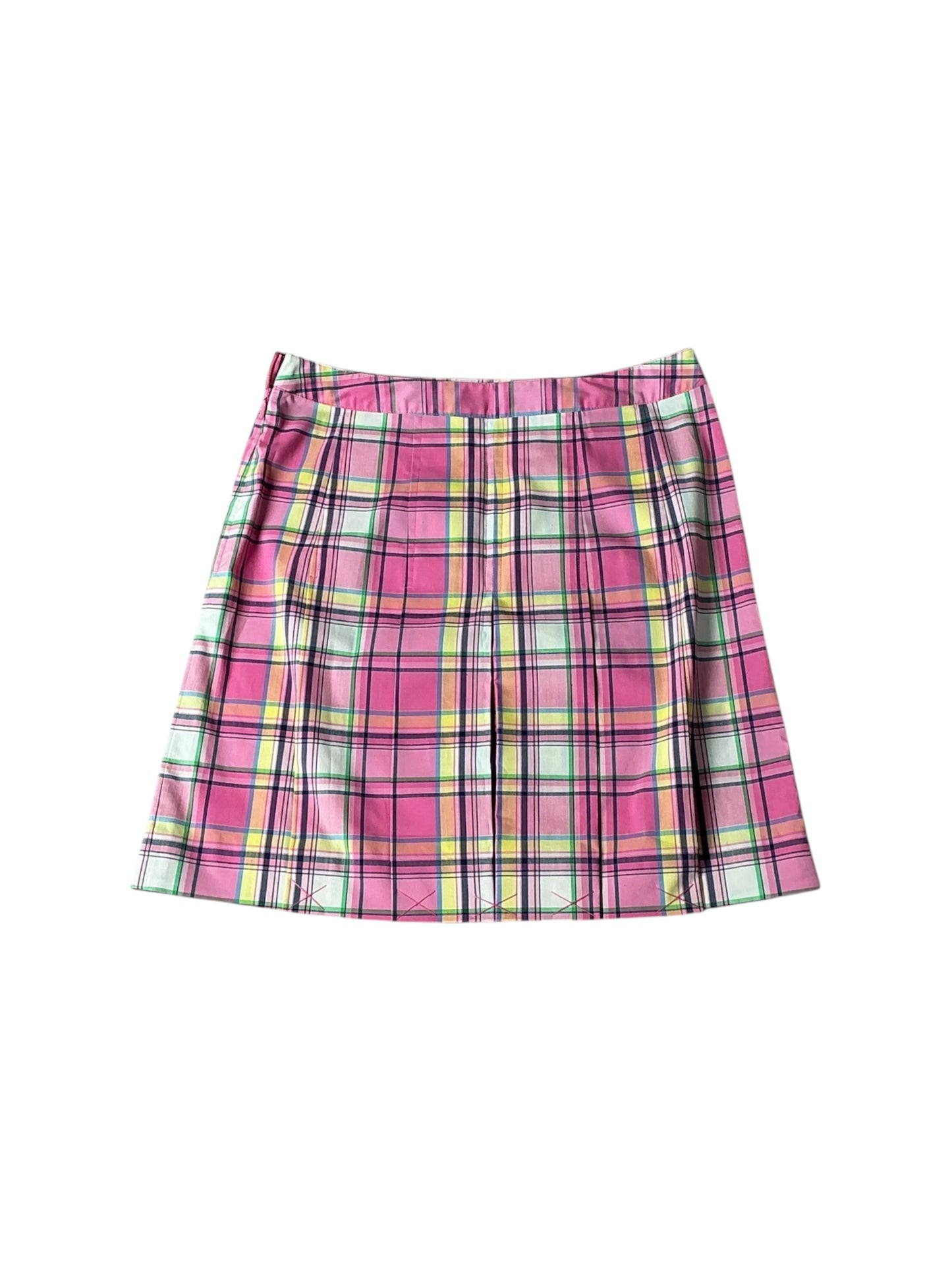 Lilly Pulitzer NWT Jackie Skirt Hibiscus Pin Peanut Island Plaid - Size 0