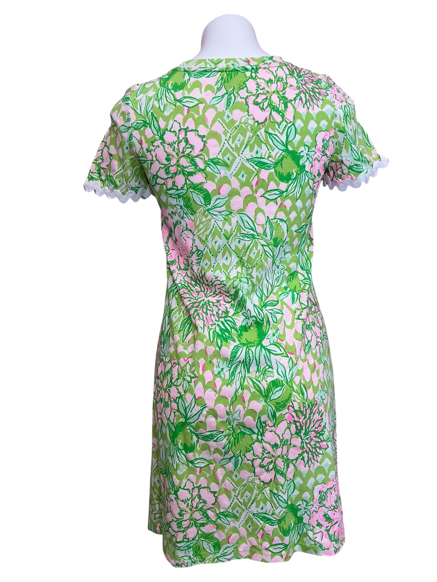 Lilly Pulitzer Cody Short Sleeve Dress Fauna Green Line Feeling Good - Size XXS