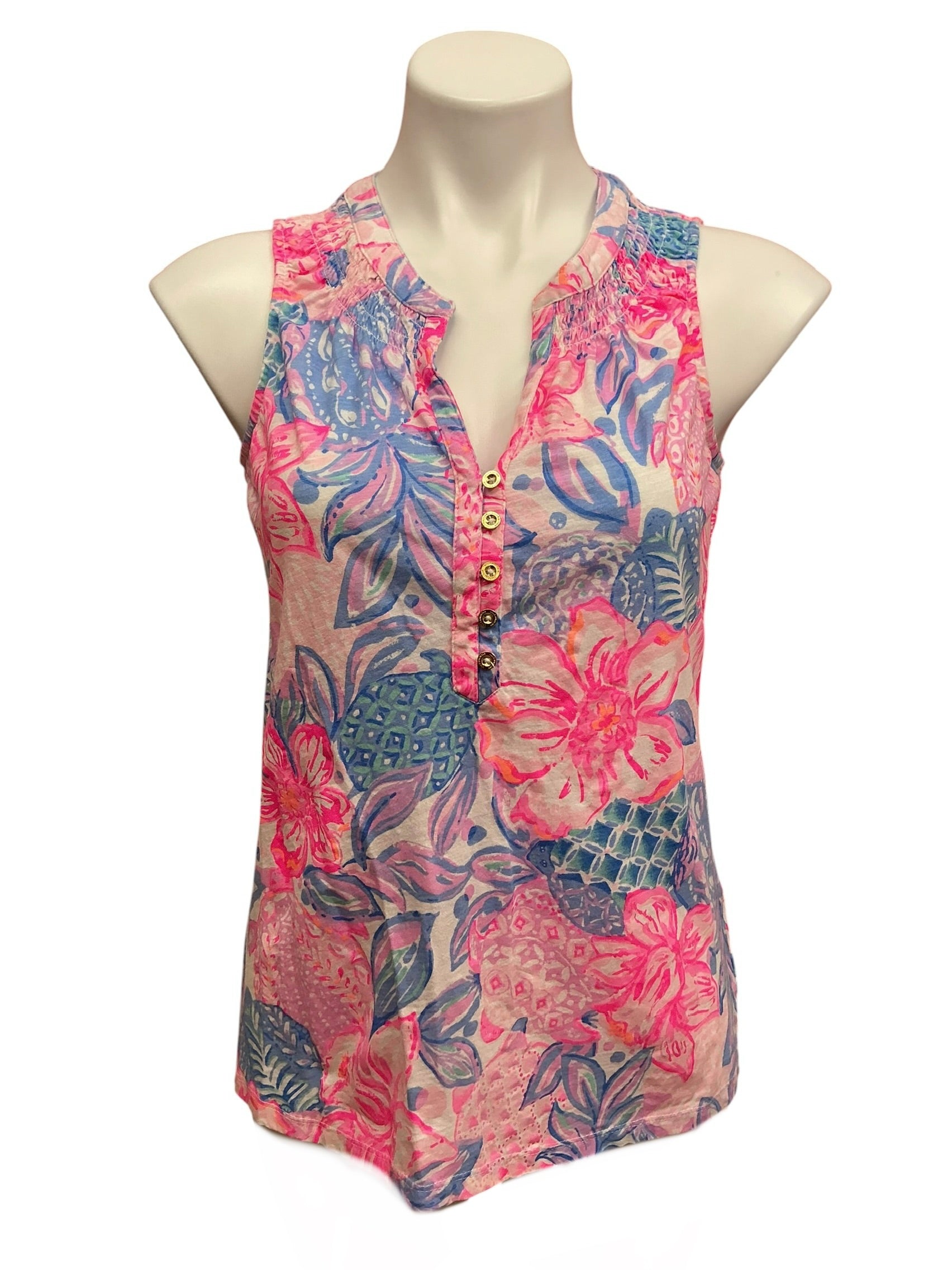 Lilly Pulitzer Essie Knit Top Pink Isle Snappy Turtle - Size S