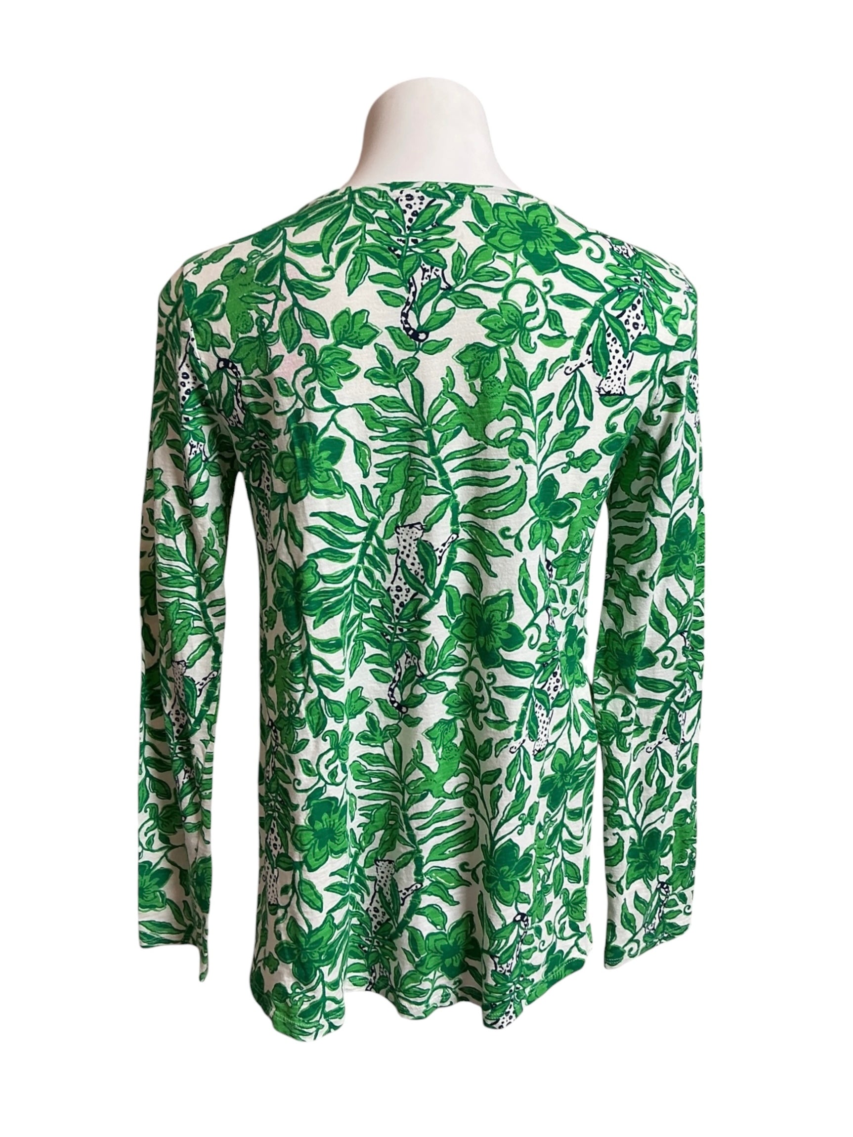 Lilly Pulitzer Fiddle Leaf Green Lil Escape Plan Long Sleeve Top - Size S