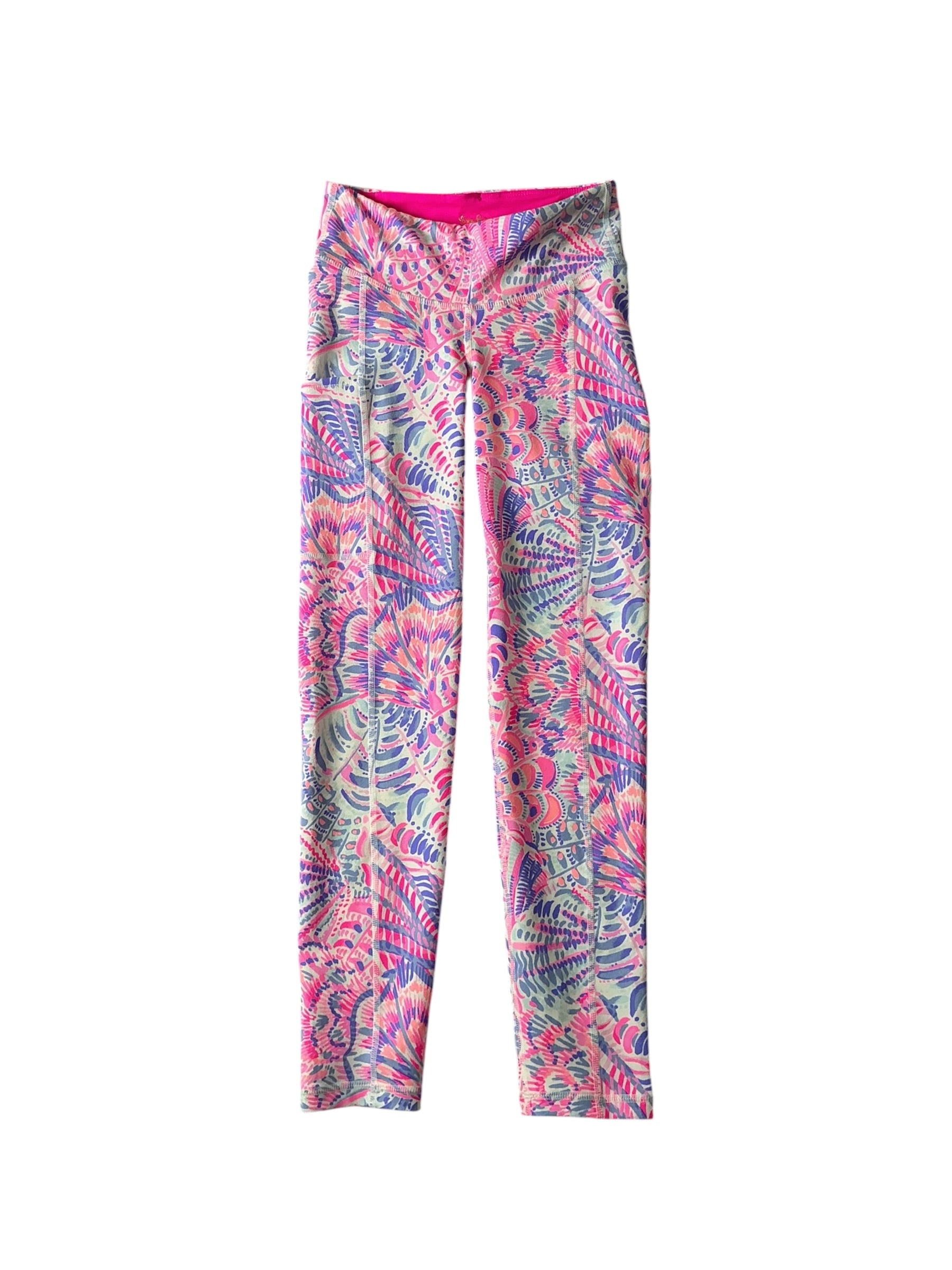Lilly Pulitzer Raz Berry Sea You UPF 50+ Luxletic Weekender Midi Leggings - Size XXS