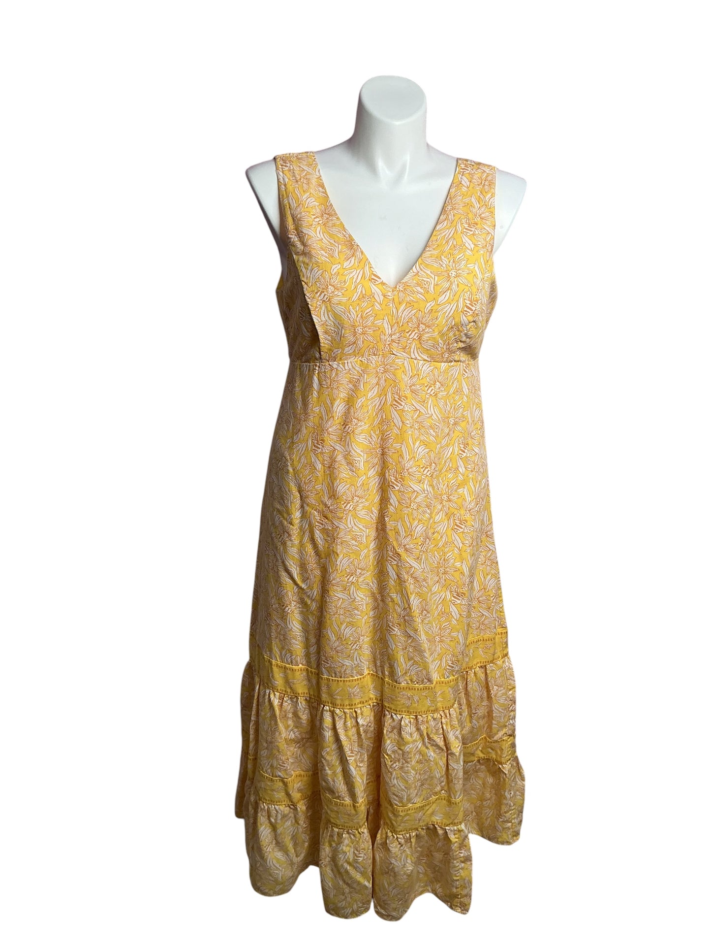 Lilly Pulitzer- Avlyn Maxi Dress  Finch Yellow Honeycomb Hideaway Size 12