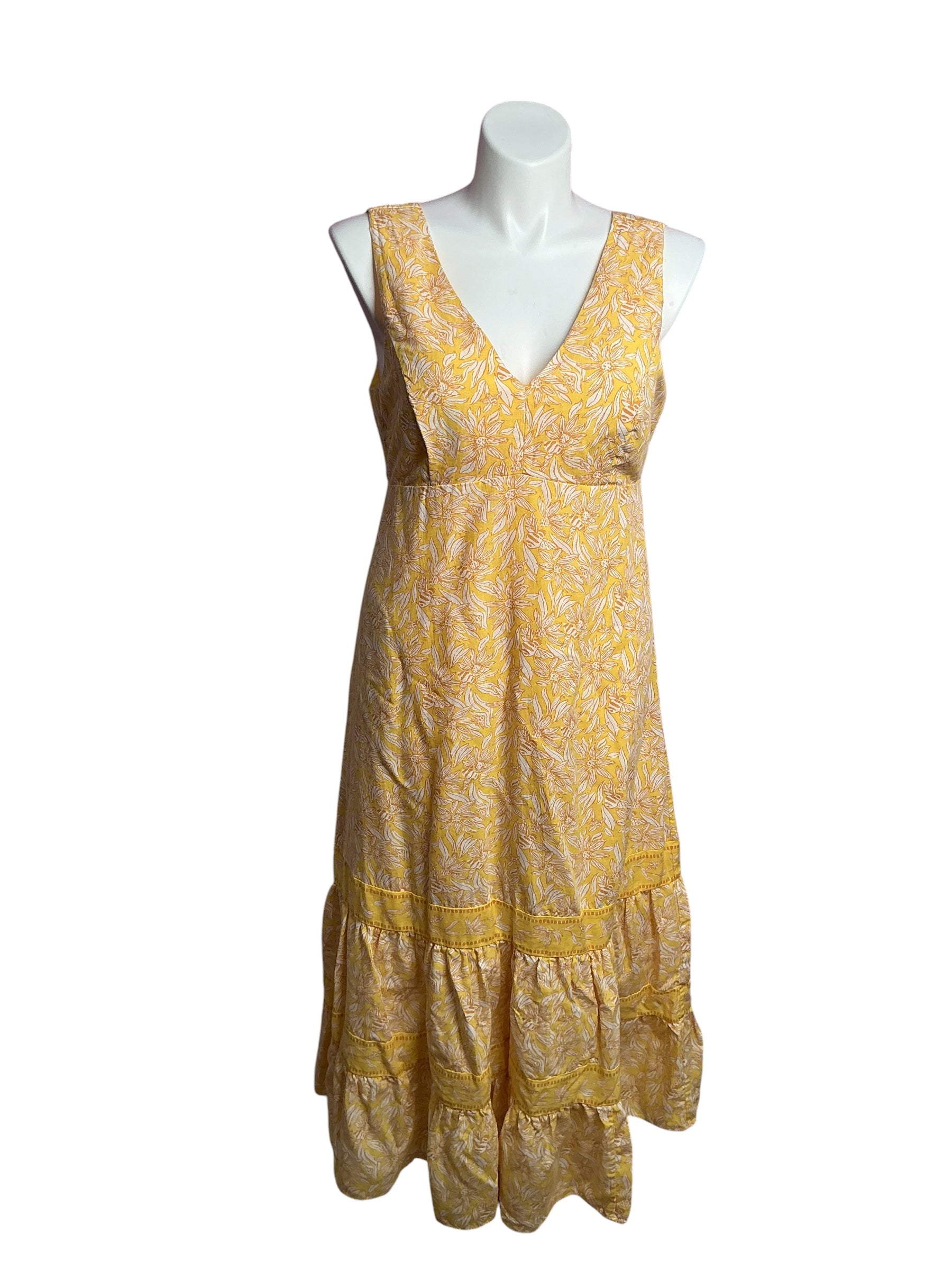 Lilly Pulitzer- Avlyn Maxi Dress  Finch Yellow Honeycomb Hideaway Size 12