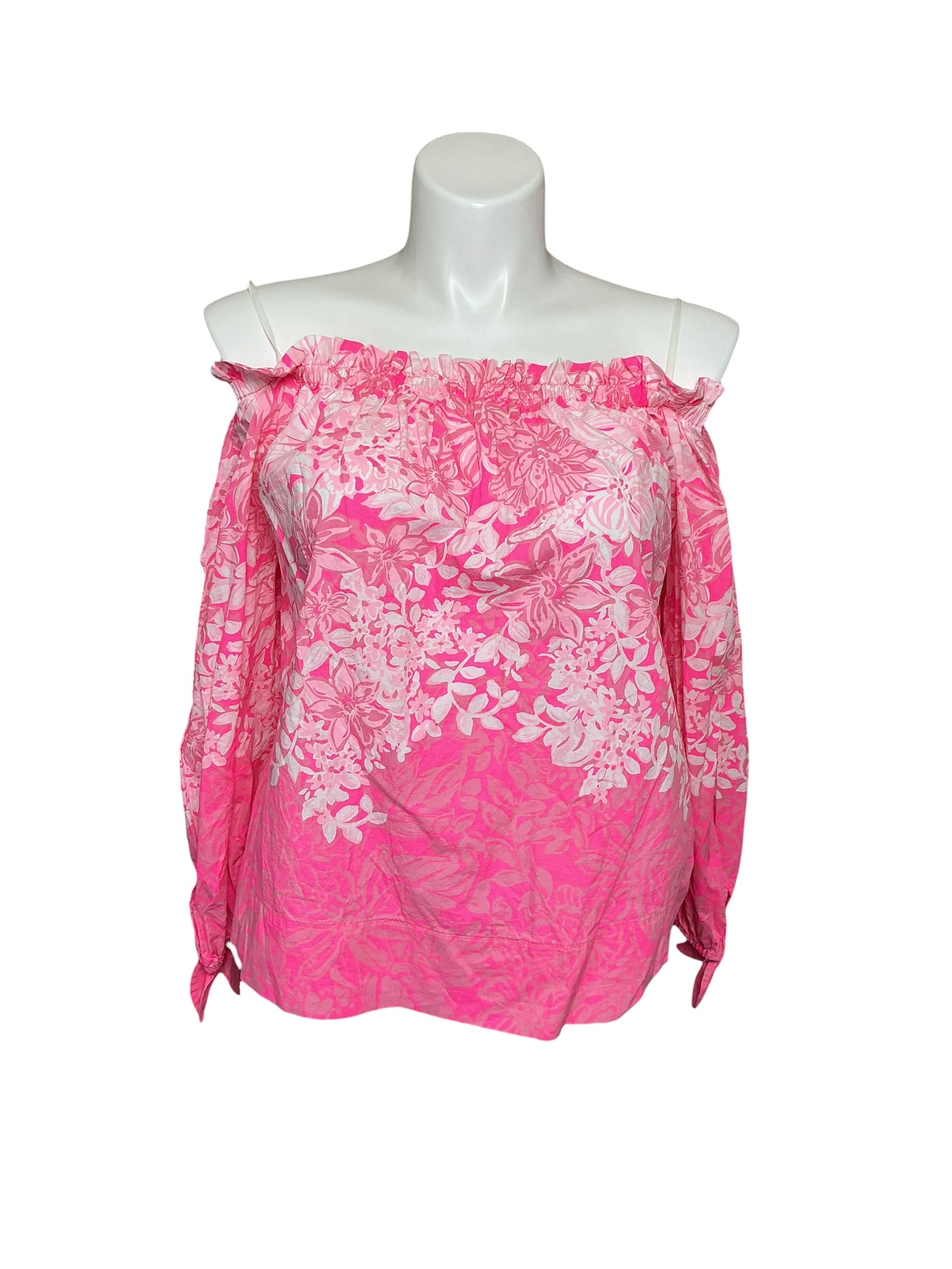 Lilly Pulitzer Jamielynn Long Sleeve - Roxie Pink Shadow Dancer Engineered - Size XL