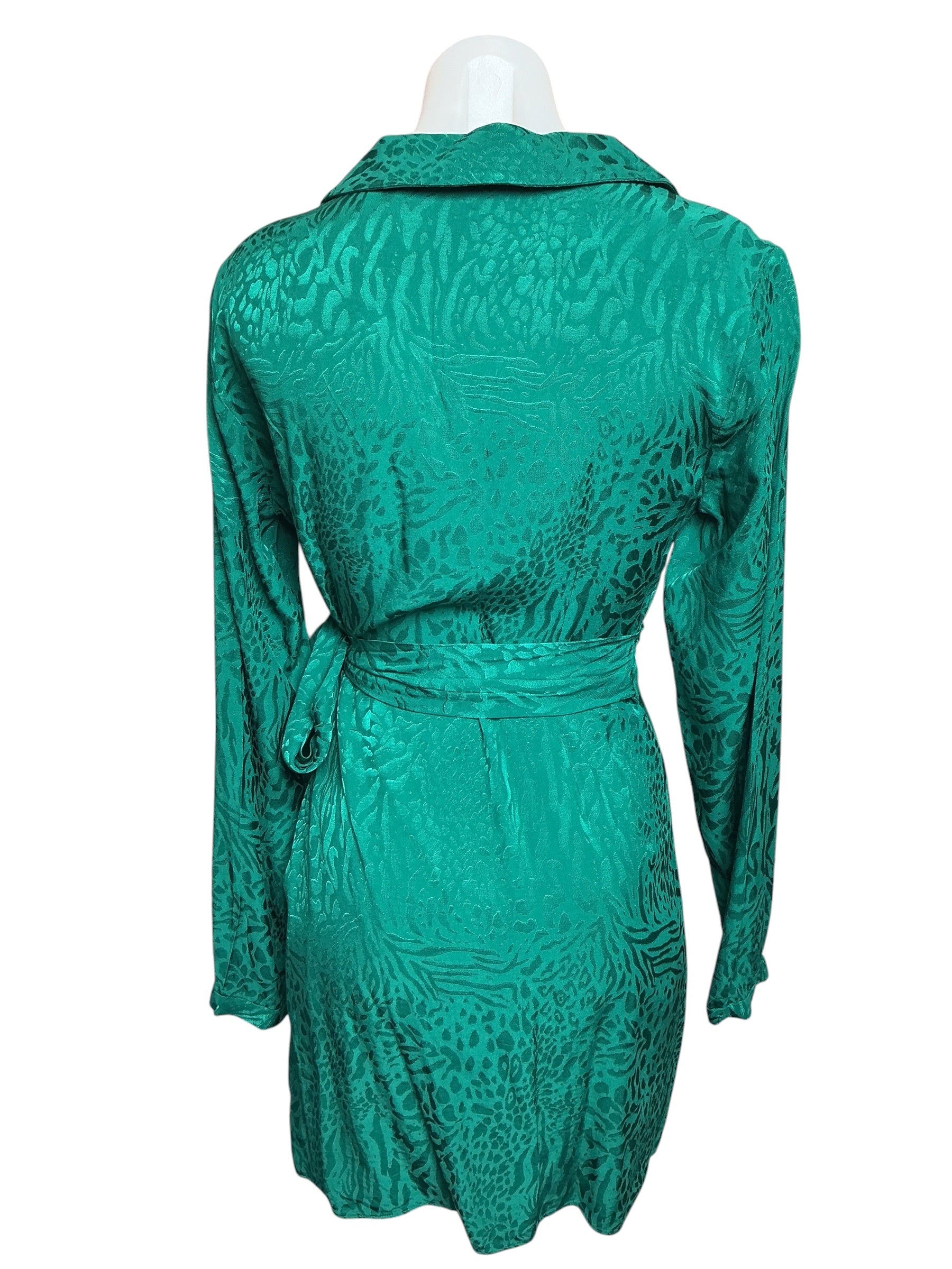 Lilly Pulitzer Nicolina Animal Jacquard Long Sleeve Wrap Dress Evergreen Party Animal Jacquard - Size 2