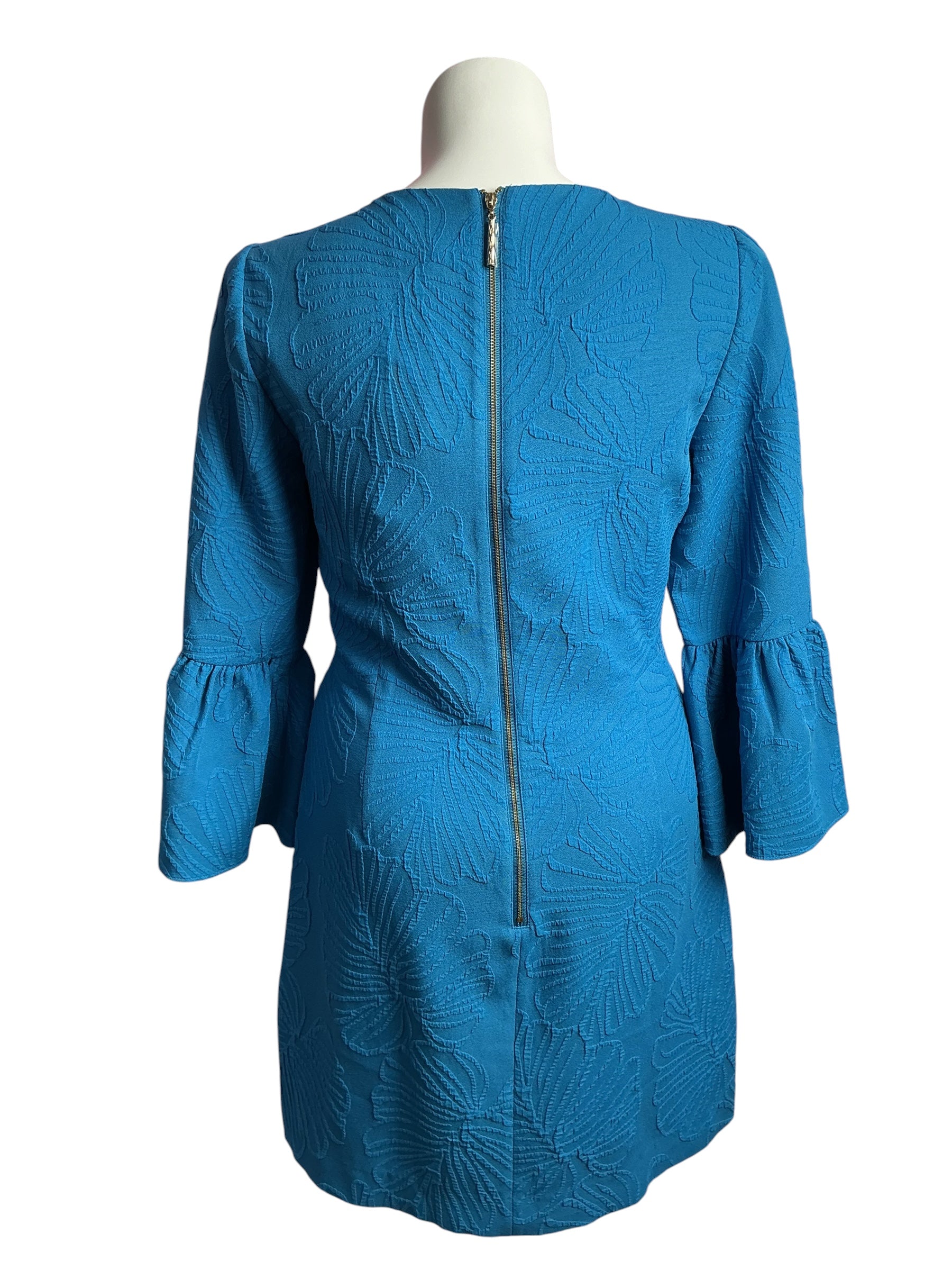 Lilly Pulitzer- NWT Viola Dress Macaw Blue Who Let The Fronds Out Pucker Jacquard Size 14