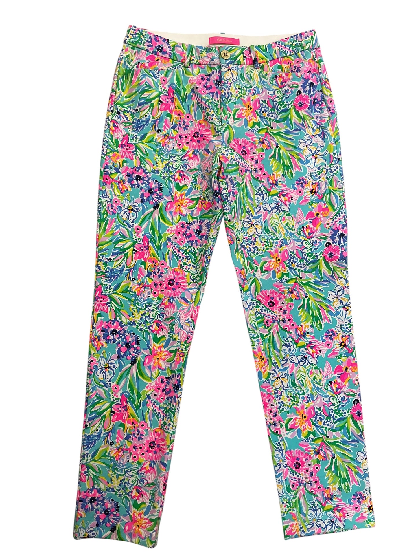 Lilly Pulitzer Kelly High Rise Ankle Pants Amalfi Blue Alligator Isle - Size 8