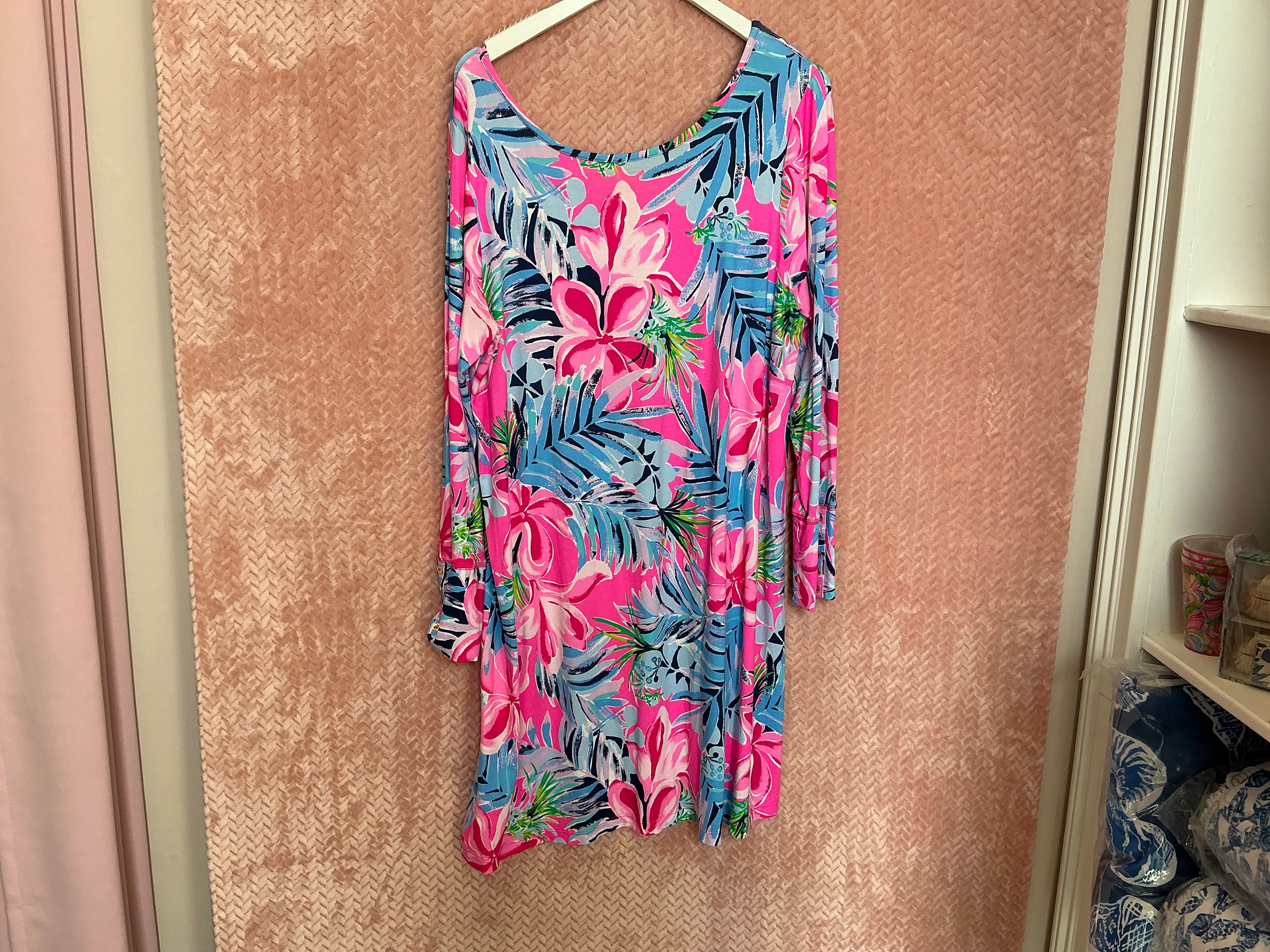 Lilly Pulitzer Kaisley Dual Neck Dress PRETTY IN PINK  - Size XXL