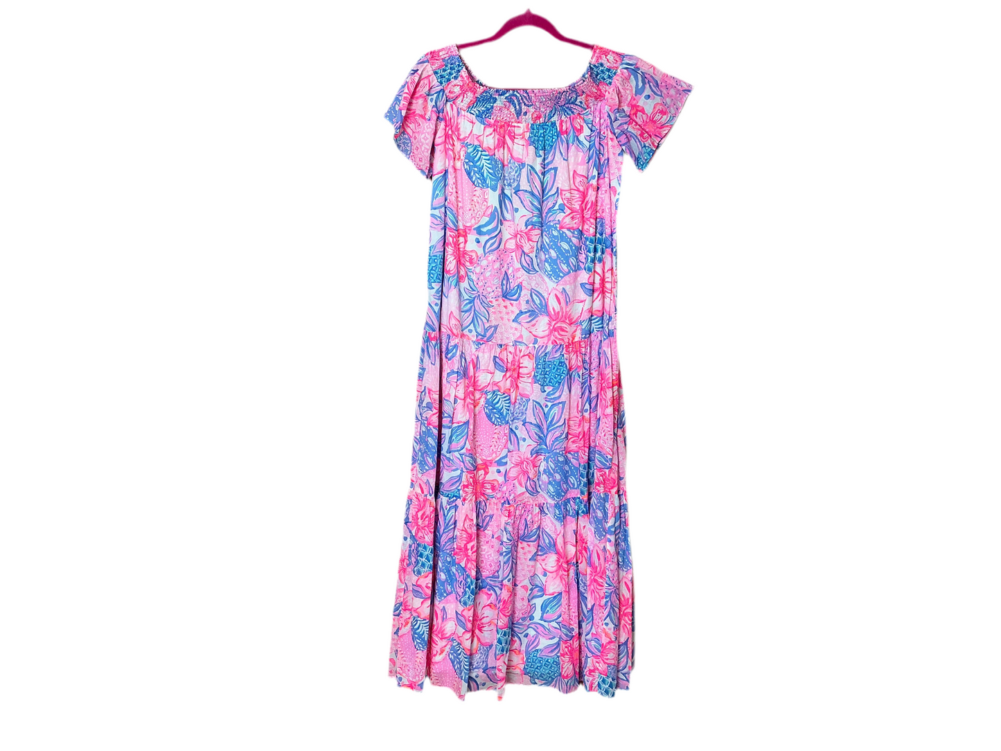 Lilly Pulitzer Dezi Pink and Blue Dress Size S