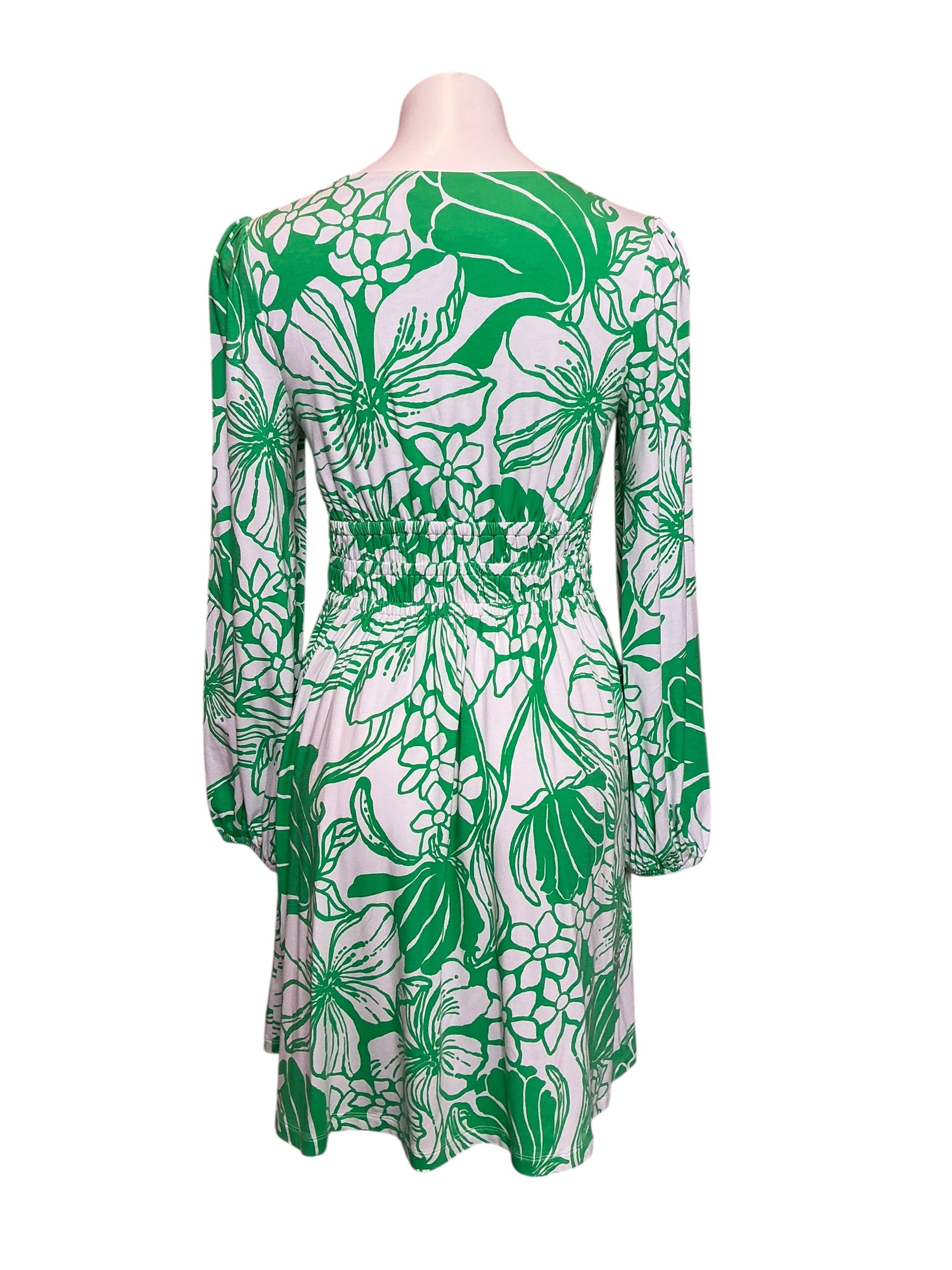 Lilly Pulitzer Calla Long Sleeve V-Neck Dress Spearmint Oversized Kiss My Tulips - Size S