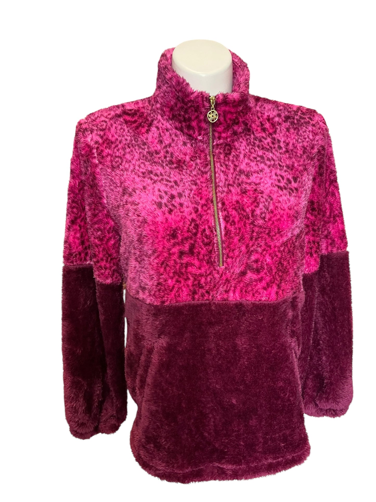 Lilly Pulitzer NWT Keala Sherpa Popover Amarena Cherry Pattern Play Colorblock - Size L