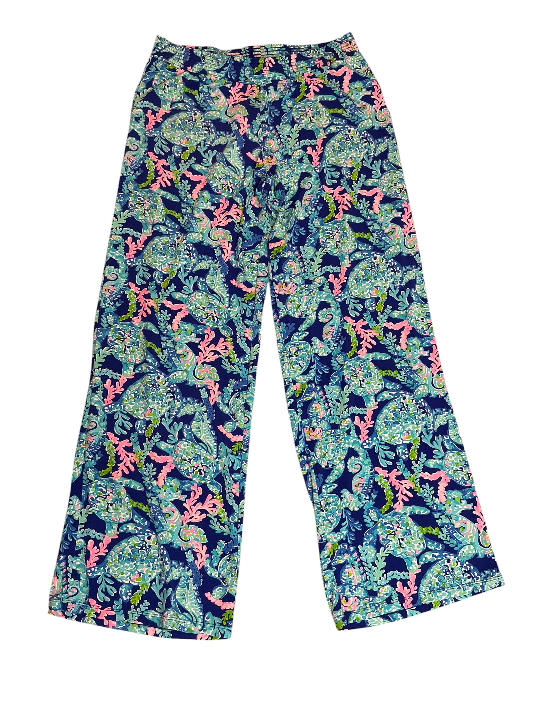 Lilly Pulitzer NWT Lorena Breezy Palazzo Corsica Blue Turtle Villa - Size L