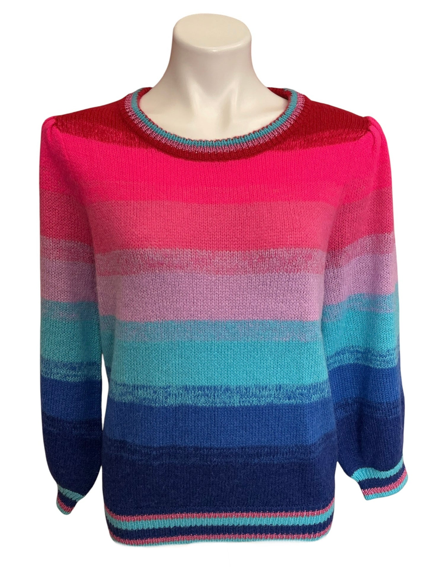 Lilly Pulitzer Hali Sweater Ruby Red Ombré Sunset Stripe - Size L