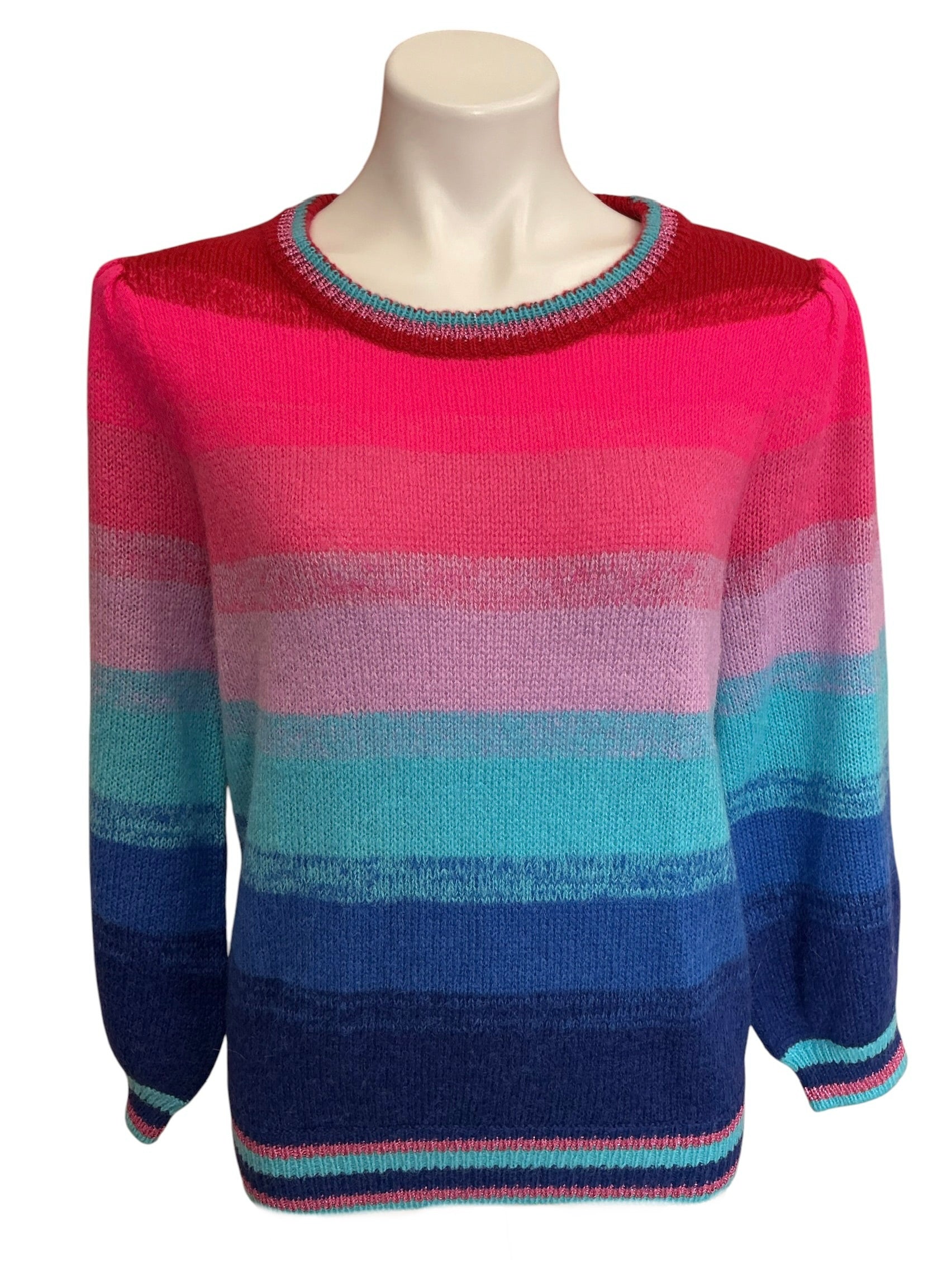 Lilly Pulitzer Hali Sweater Ruby Red Ombré Sunset Stripe - Size L