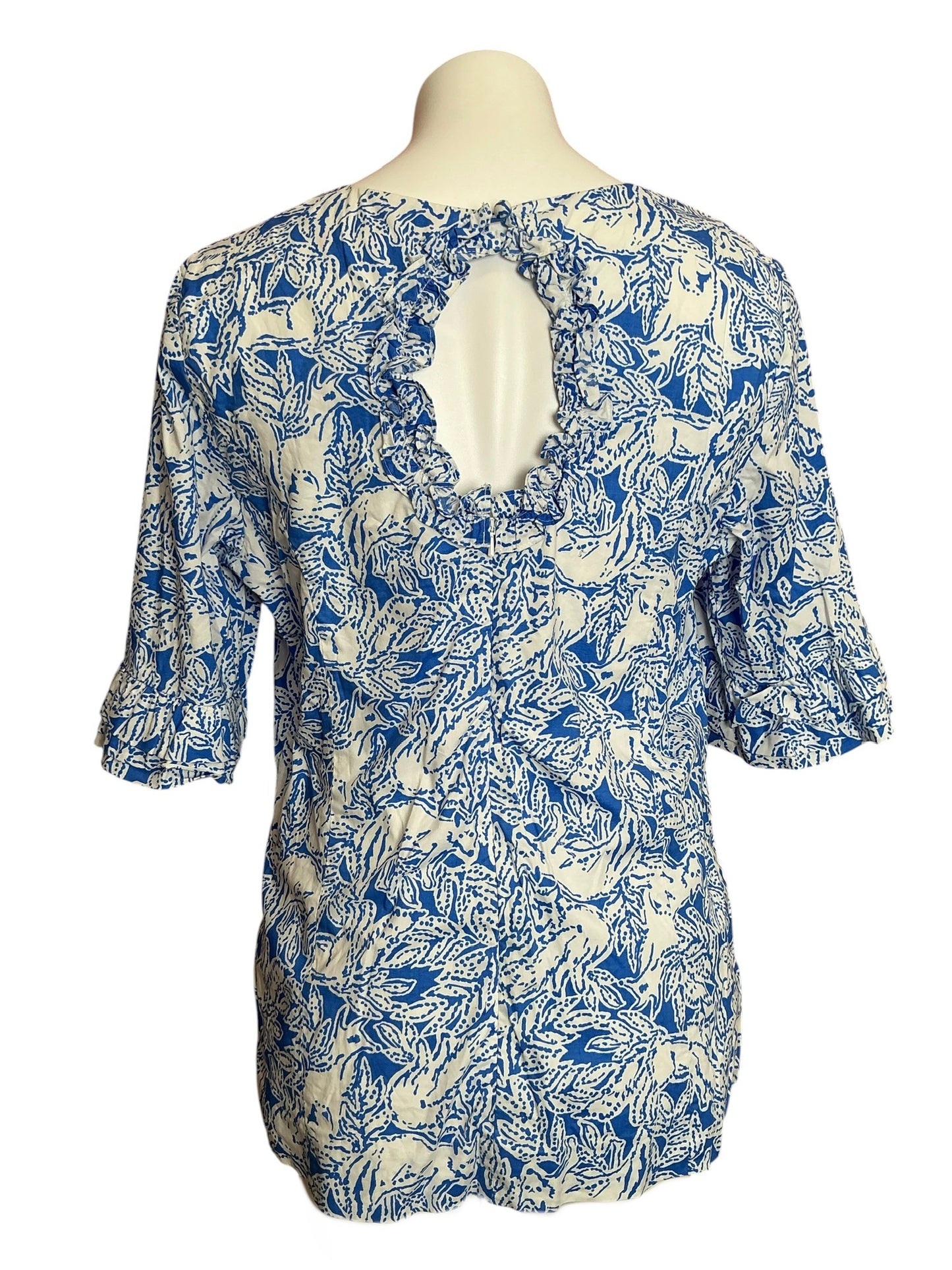 Lilly Pulitzer Fiesta Top Coastal Blue Fancy Feet - Size 14