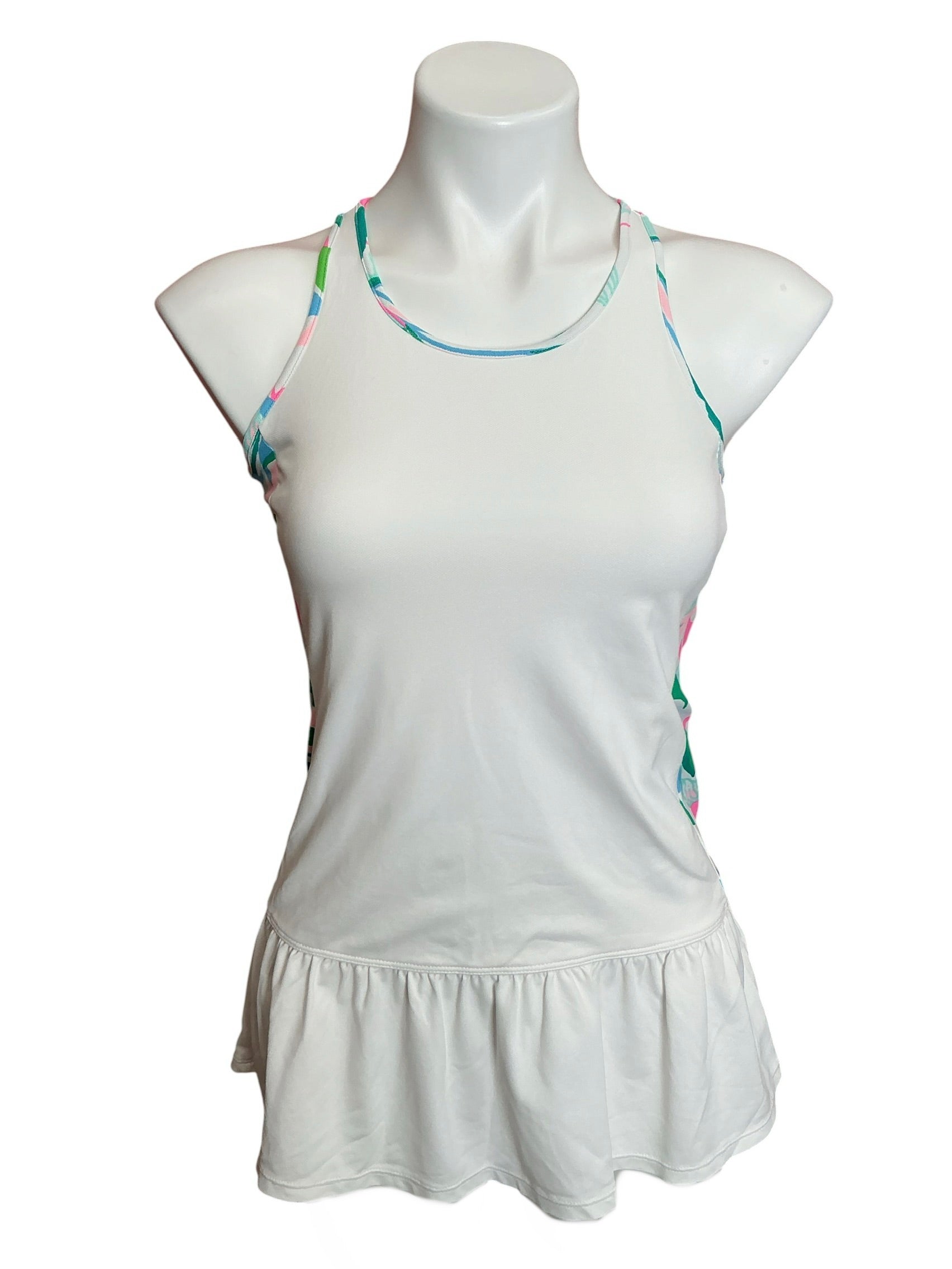 Lilly Pulitzer Luxletic Asana Bra Tank Top Resort White Holding Court - Size L