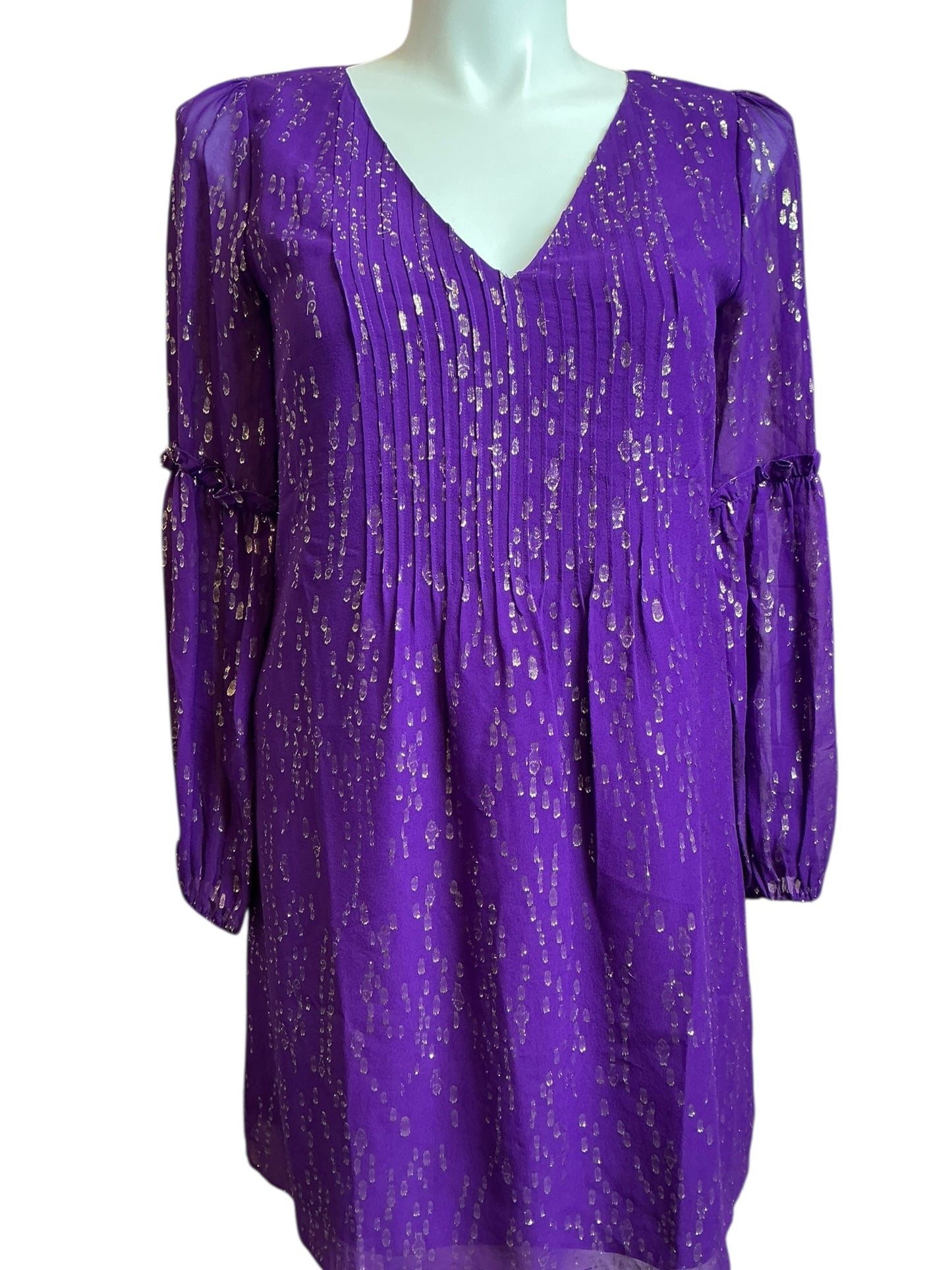 Lilly Pulitzer NWT Cleme Silk Dress Purple Berry Fish Clip Chiffon - Size 10
