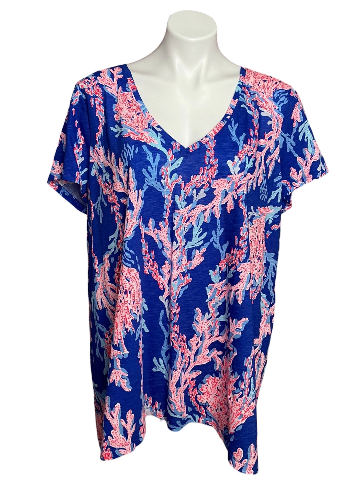 Lilly Pulitzer NWT Etta V-Neck Borealis Blue Swim On Over - Size XXL