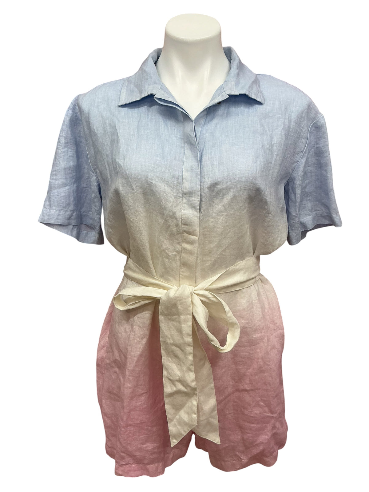 Lilly Pulitzer NWT Dresher Button Down Romper Chambray Tint Ombre Dip Dye - Size 4