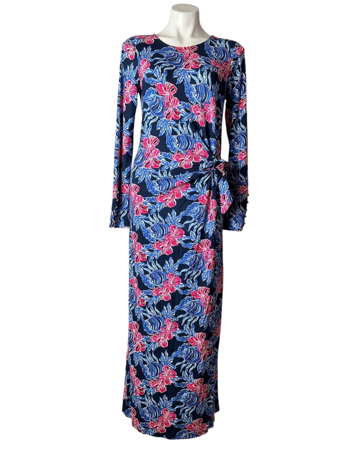 Lilly Pulitzer Bryson Long Sleeve Maxi Low Tide Navy It’s OFishell - Size L
