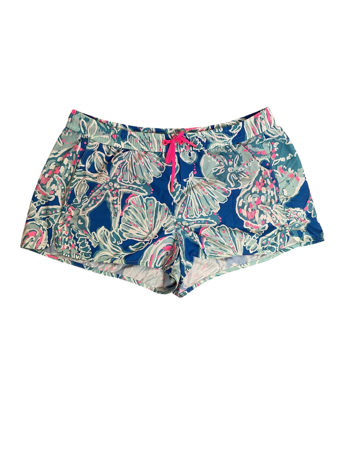 Lilly Pulitzer Luxletic Ocean Trail Shorts Bay Blue Into The Deep - Size L