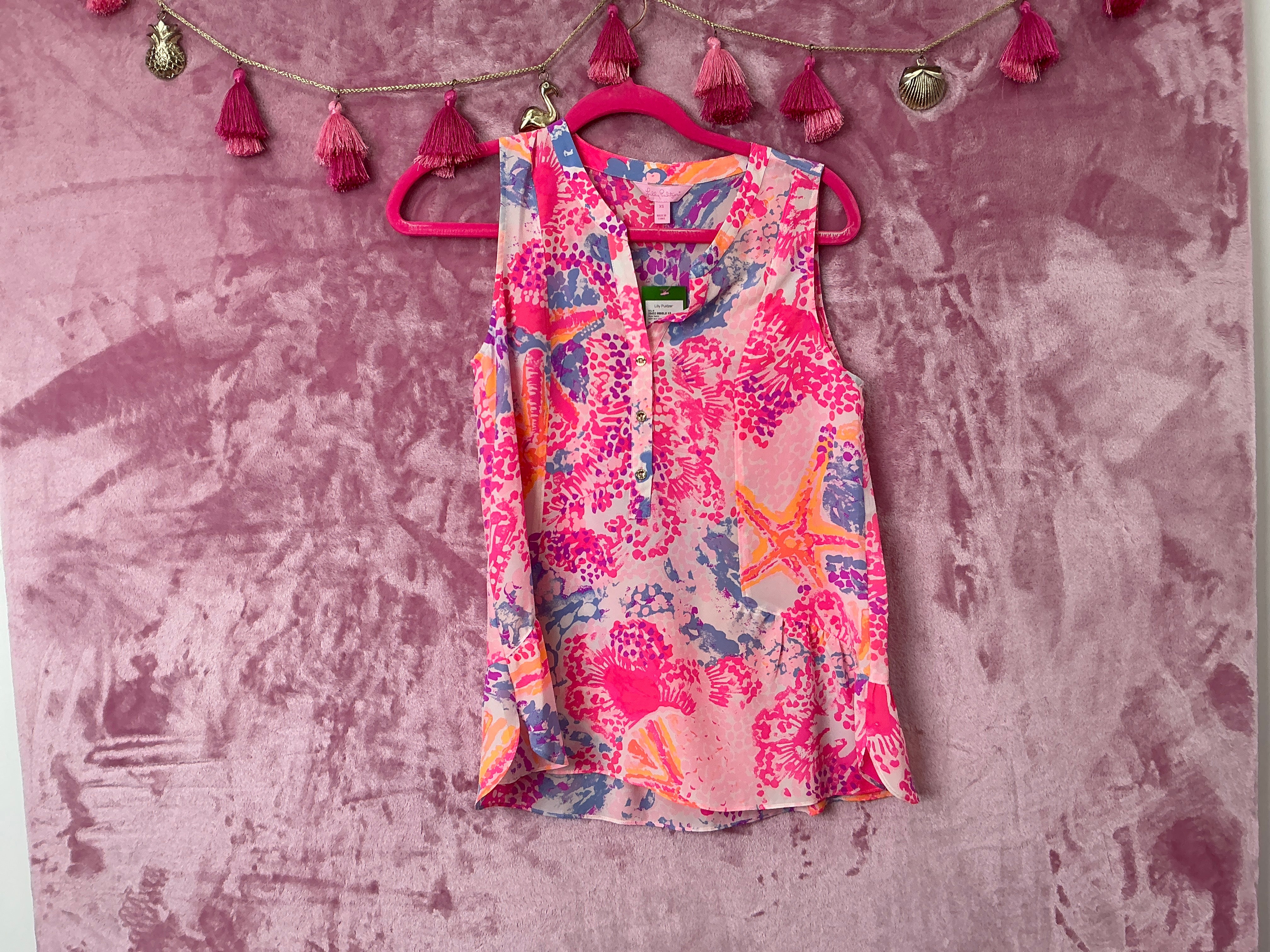 Lilly Pulitzer NWT Kery Silk Top Bohemian Beach - Size XS