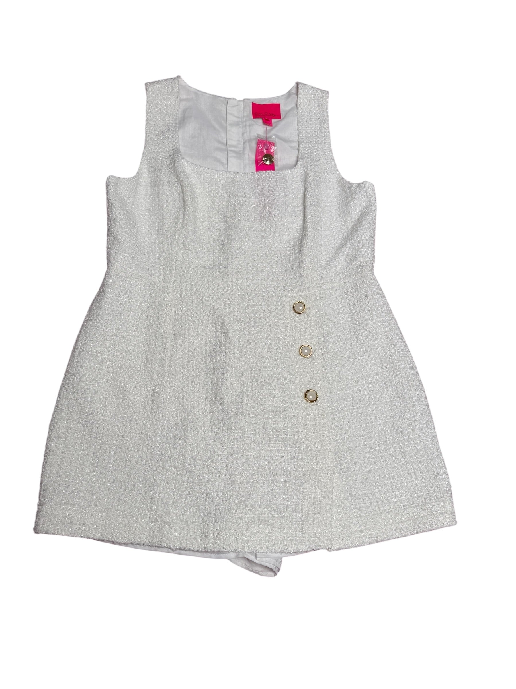 Lilly Pulitzer NWT Kalinara Skirted Romper, Resort White- Swirl Boucle Size 16