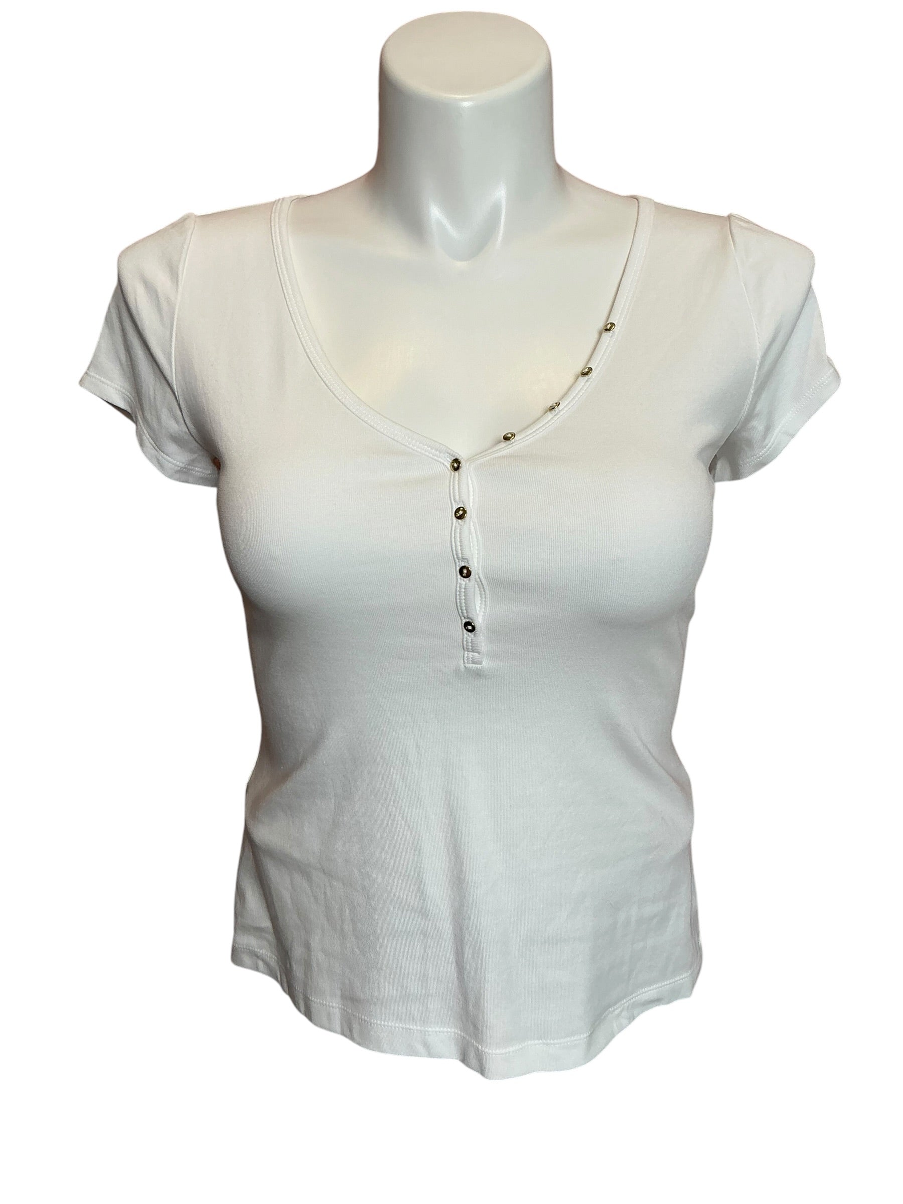 Lilly Pulitzer Ribbed Henley Top Resort White - Size M