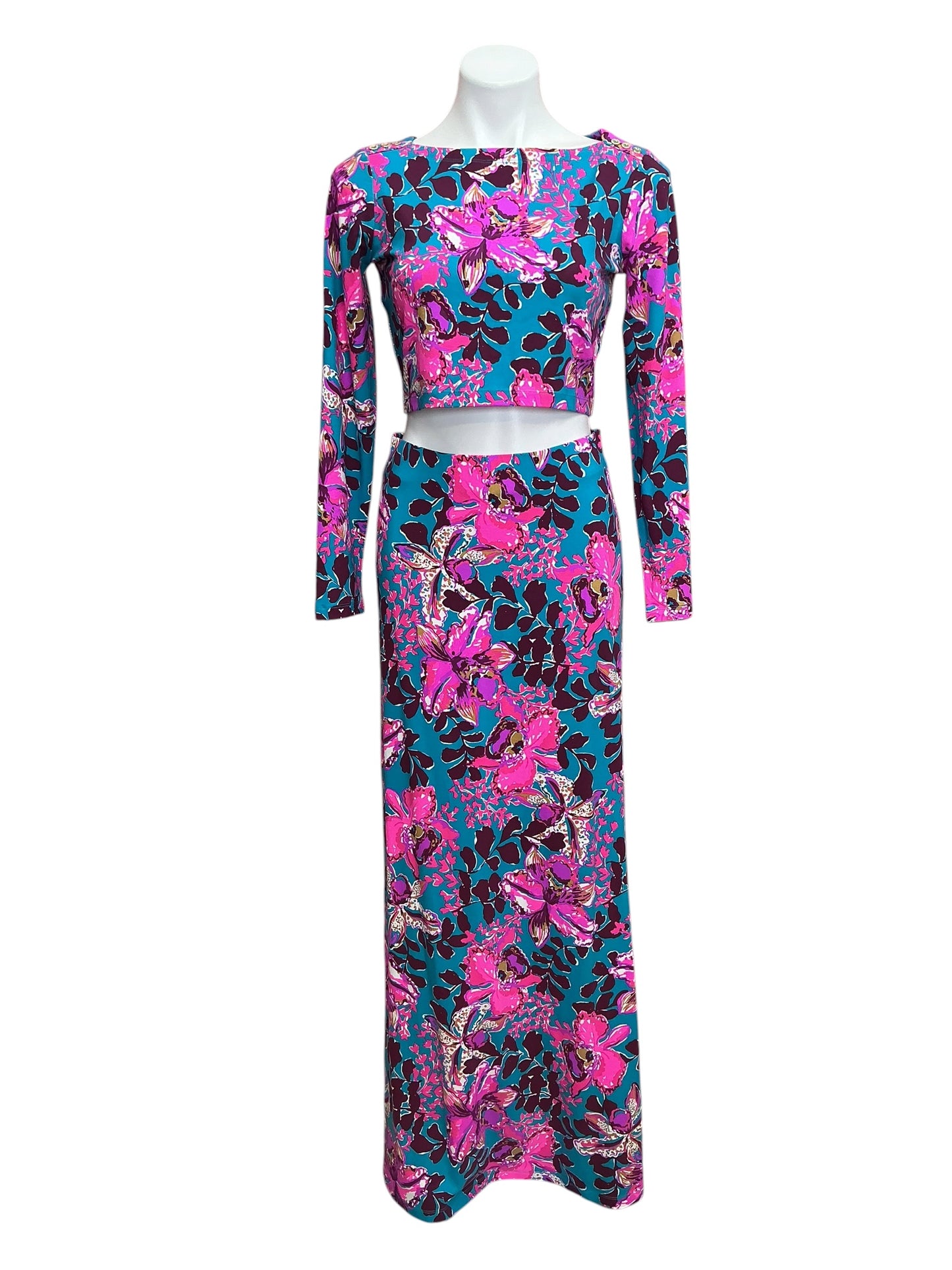Lilly Pulitzer NWT 2PC Nessi Maxi Set Blue Rhapsody Orchid You Not - Size S