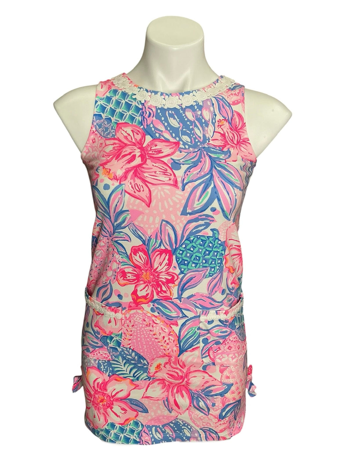 Lilly Pulitzer Kids Girls NWT Little Lilly Knit Shift Dress Pink Isle Snappy Turtle - Size L 8-10