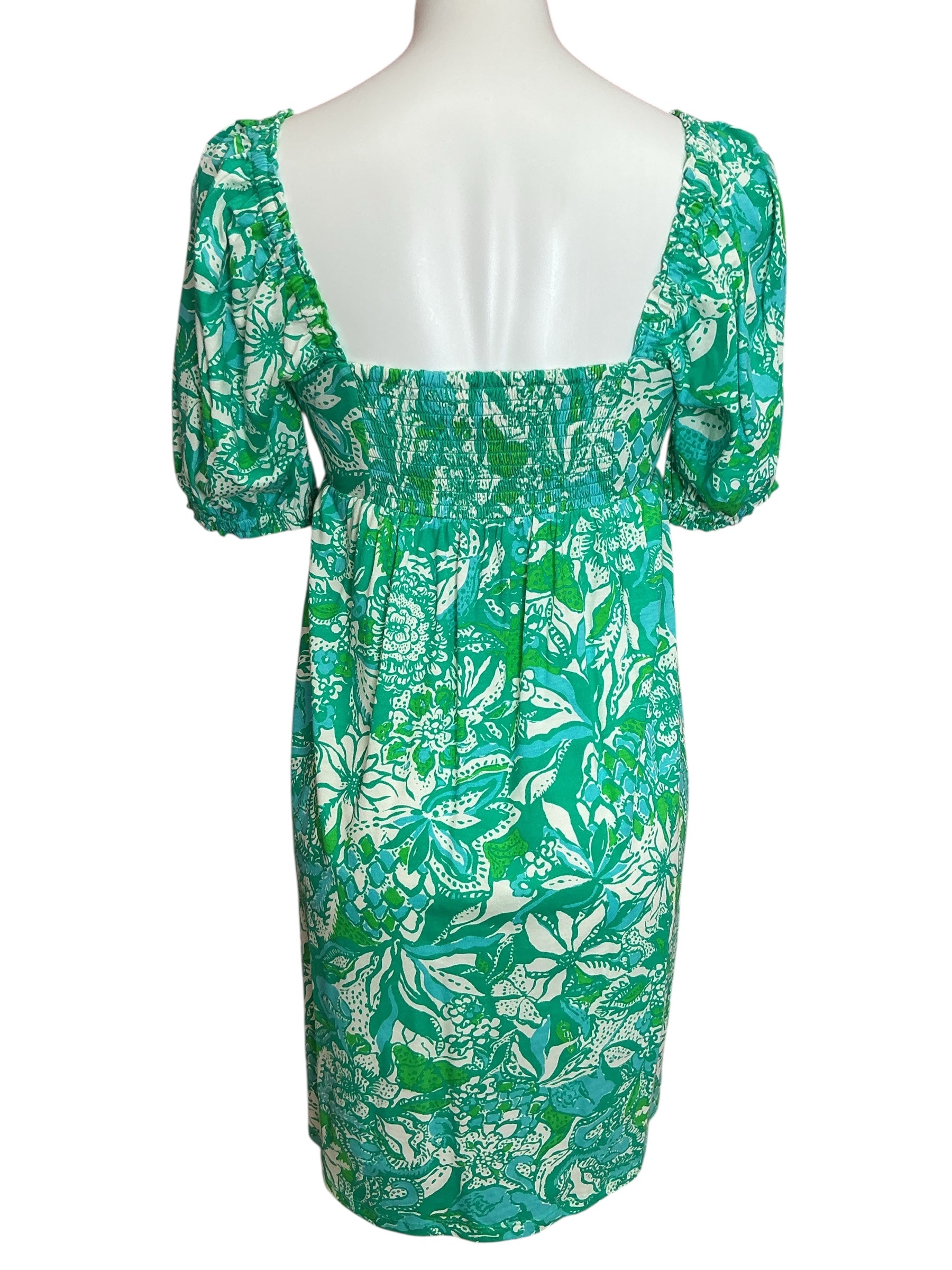 Lilly Pulitzer Delaney Shirt Sleeve Dress Botanical Green Safari Sangria - Size 4