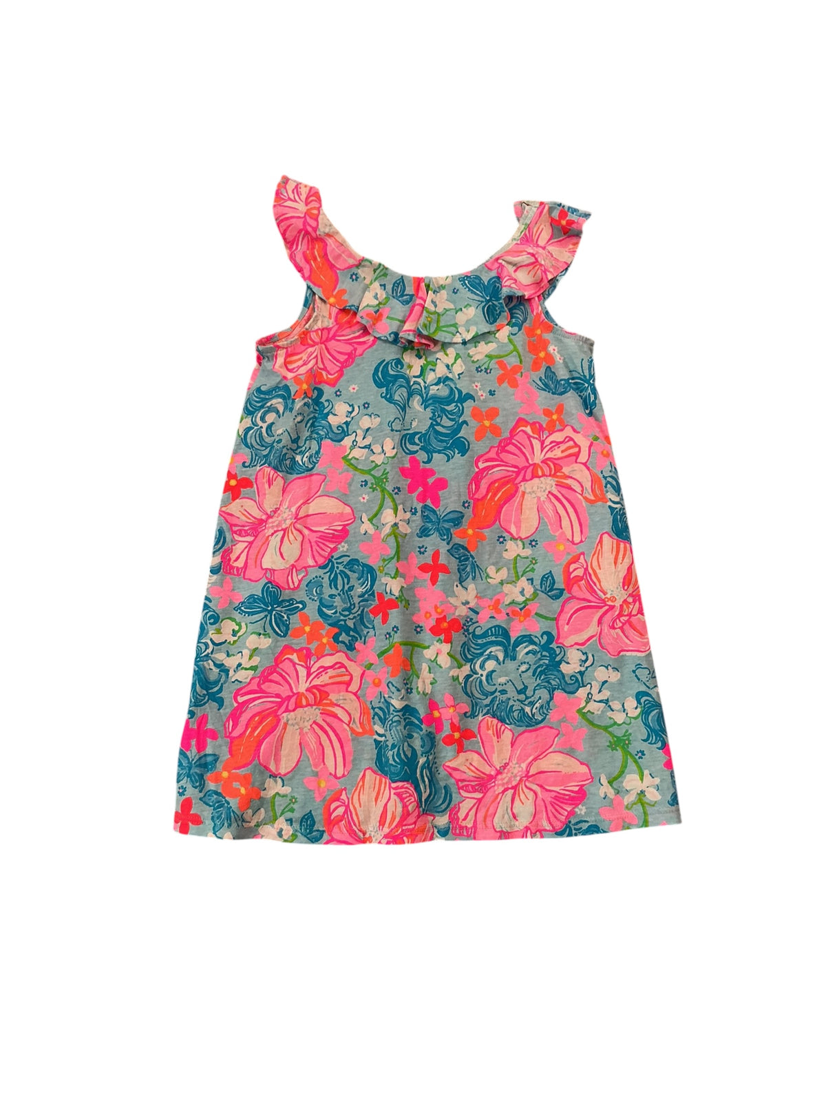 Lilly Pulitzer Mini Alessa Dress Surf Blue Luscious Lions - Size S (4-5)