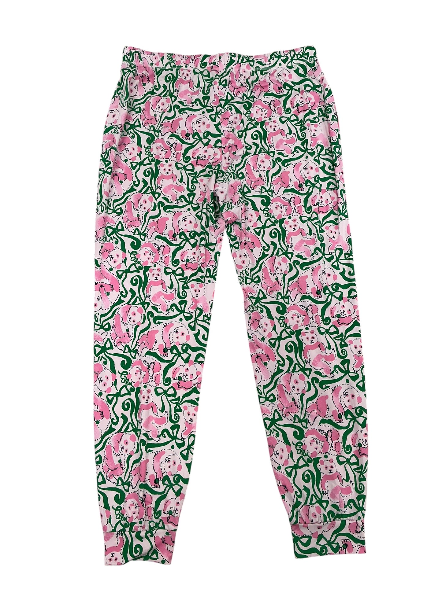 Lilly Pulitzer Jeffers Pajama Pants Pink Quartz Panda N Bows - Size M