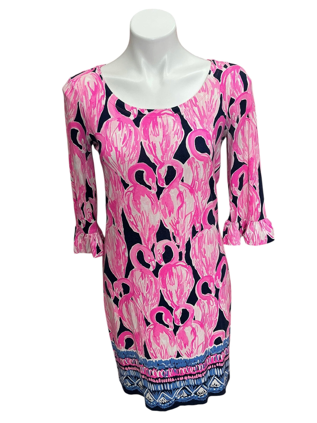 Lilly Pulitzer Sophie Ruffle Dress High Tide Navy Via Amor Engineered - Size S