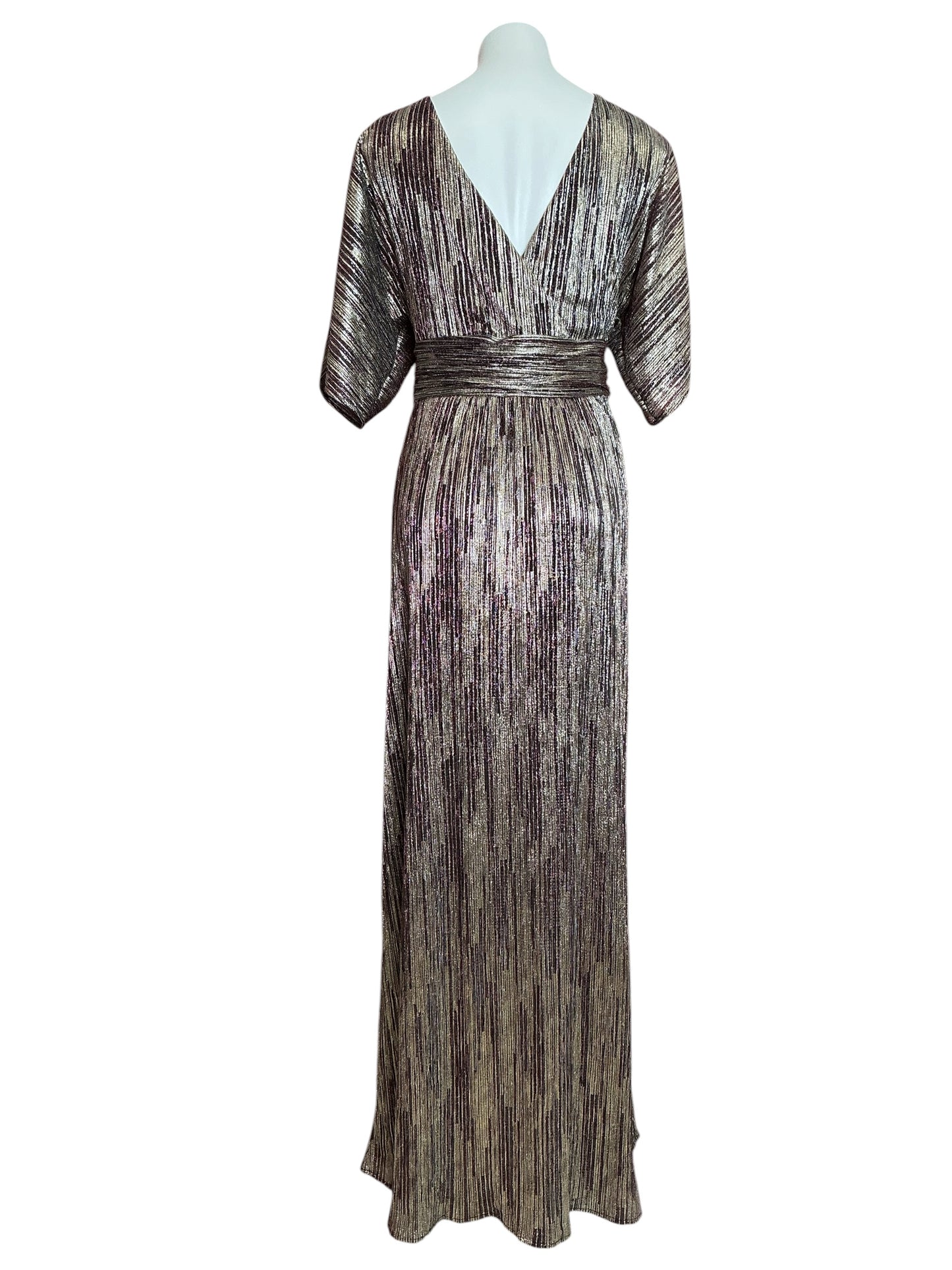 Lilly Pulitzer Parigi Maxi Dress Gold Metallic Rope Stripe Crinkle Knit - Size XL