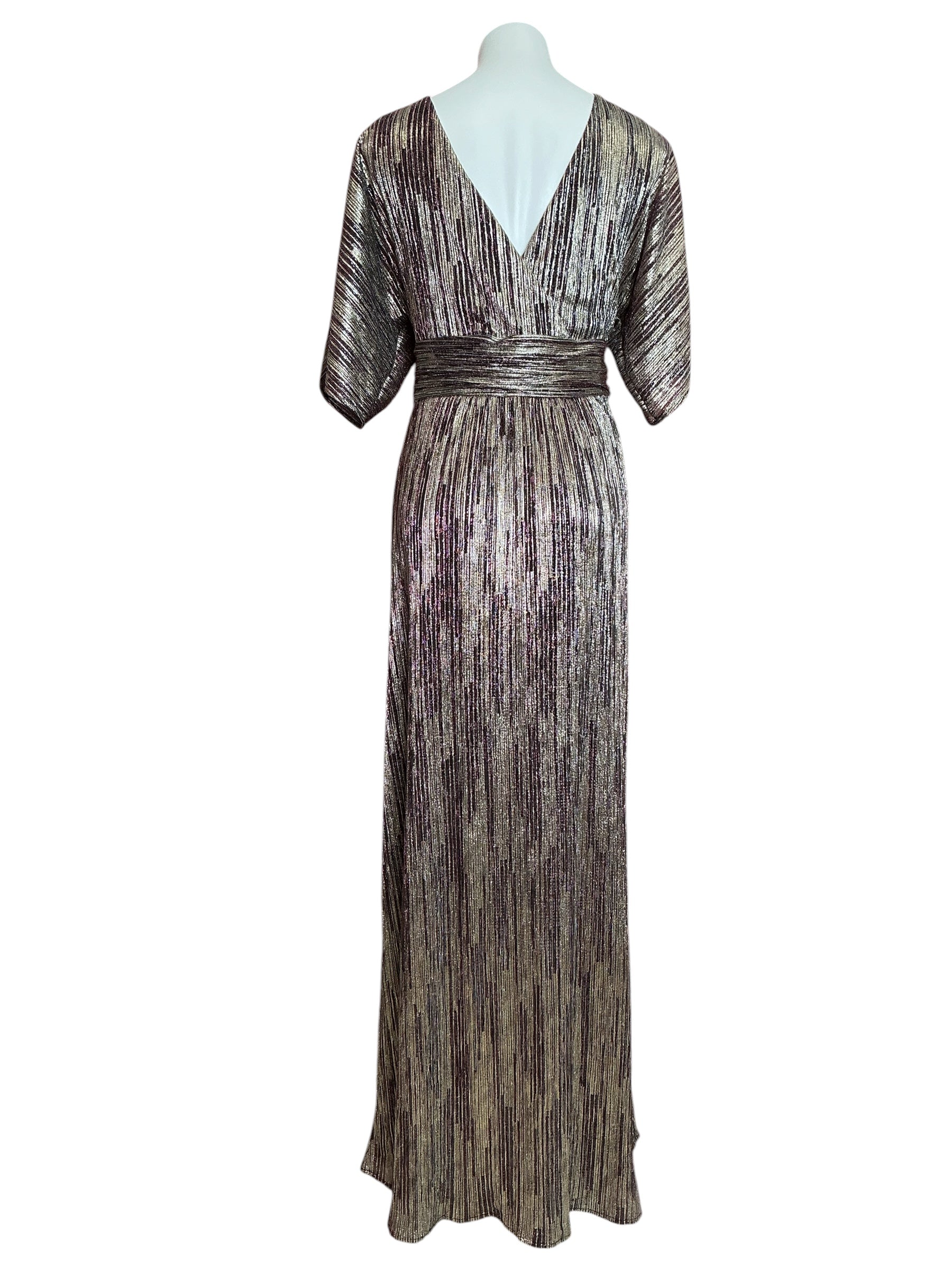 Lilly Pulitzer Parigi Maxi Dress Gold Metallic Rope Stripe Crinkle Knit - Size XL