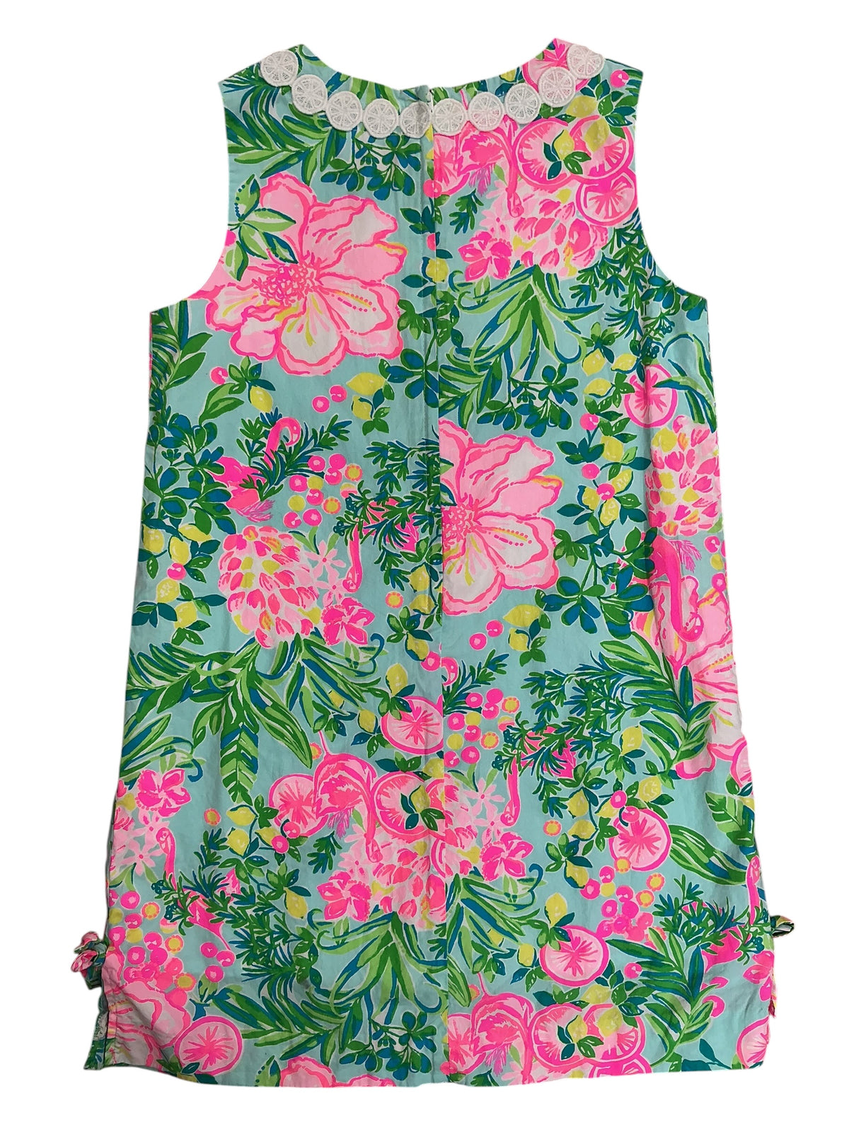 Lilly Pulitzer Kids Little Lilly Classic Shift Dress Seasalt Blue Fruity Flamingo - Size 10