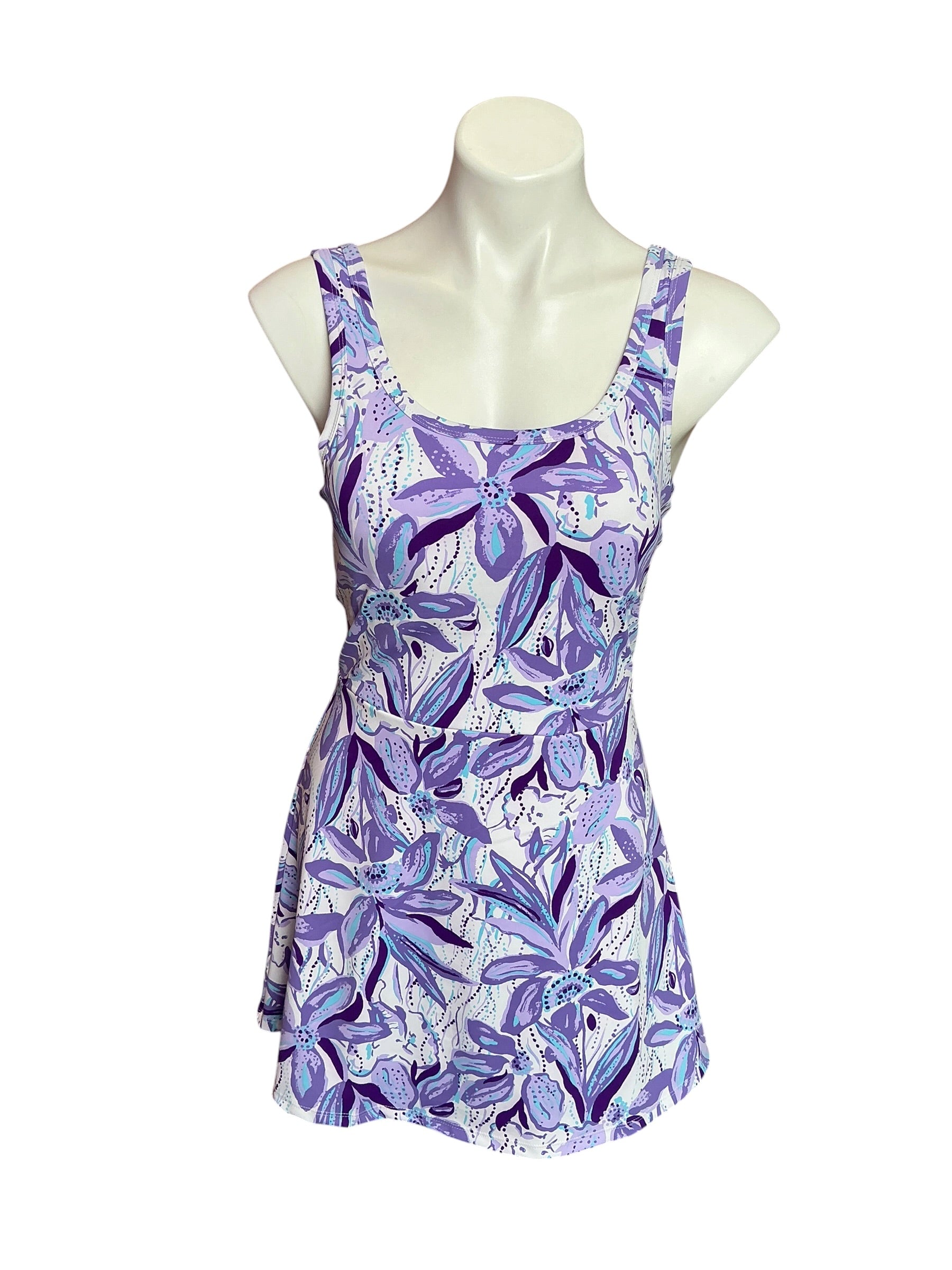 Lilly Pulitzer NWT Charlotta Active Dress UPF 50+ Tropicalia Purple Elephant In The Bloom - Size XS