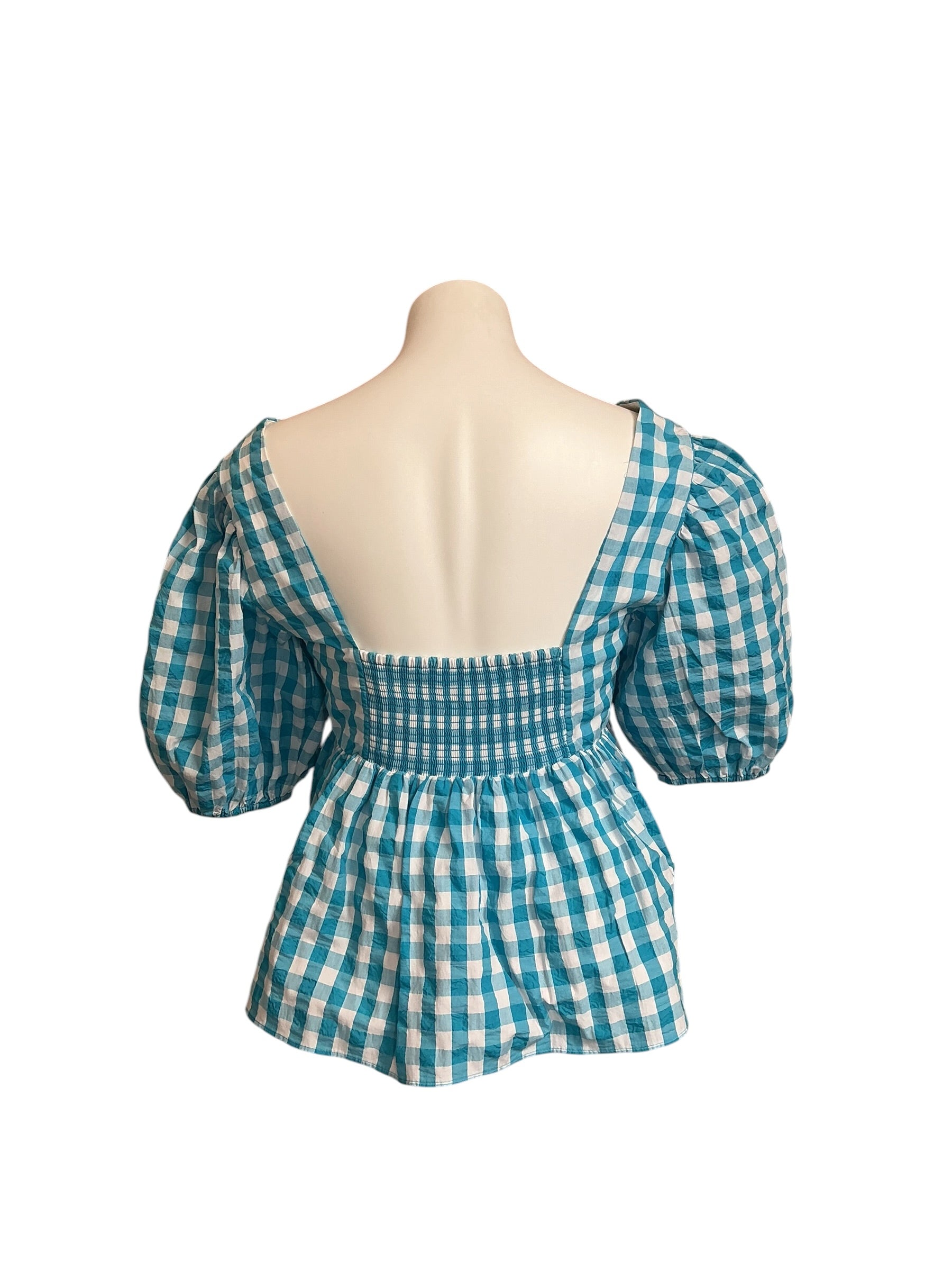 Lilly Pulitzer NWT Sarafina Short Sleeve - Turquoise Oasis Crinkle Gingham - Size 6