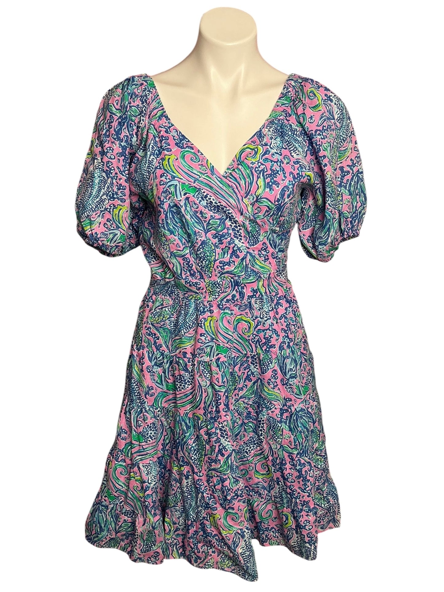 Lilly Pulitzer Iralee Wrap Dress Lilac Rose We Mermaid It - Size 14