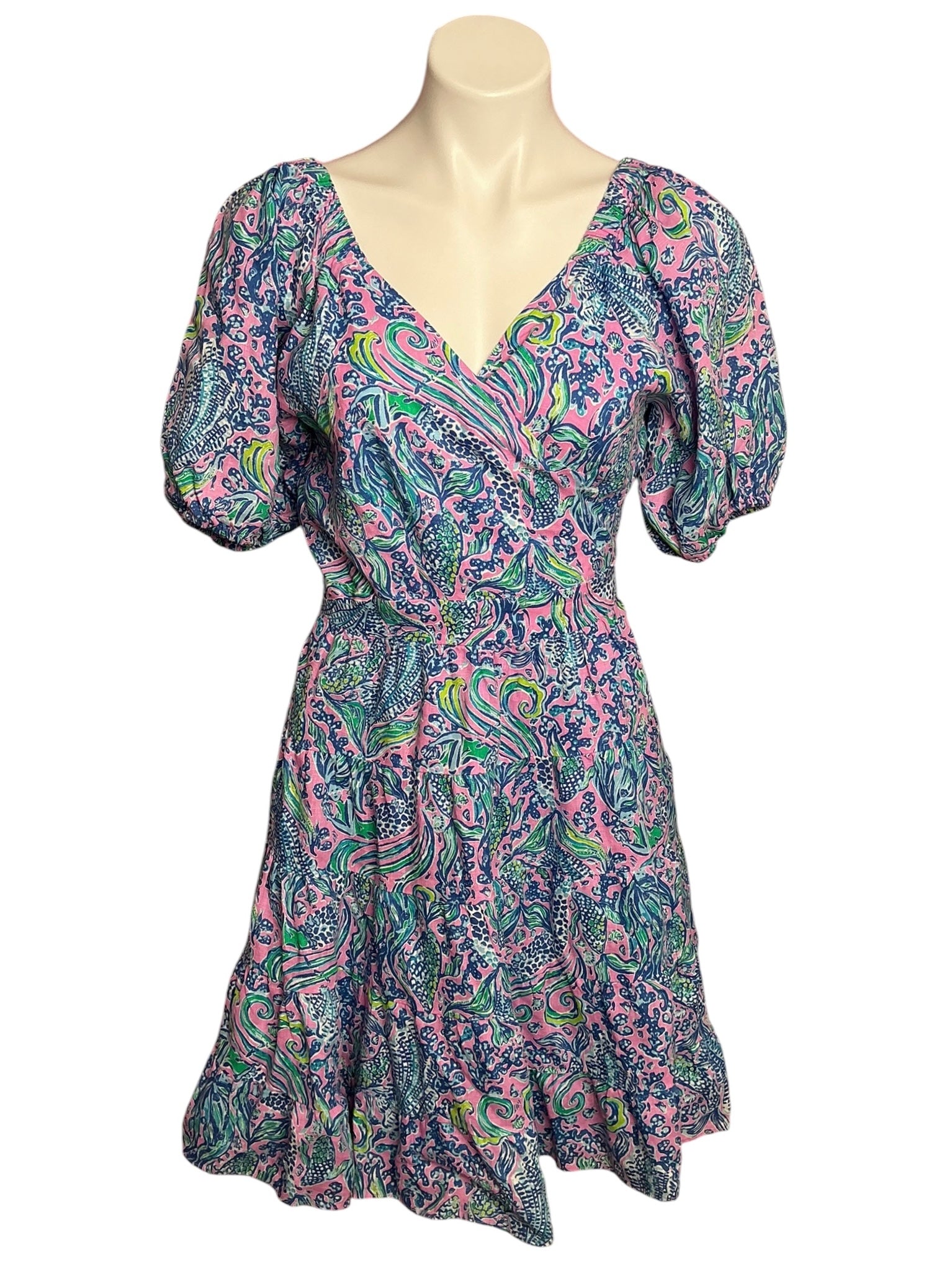 Lilly Pulitzer Iralee Wrap Dress Lilac Rose We Mermaid It - Size 14