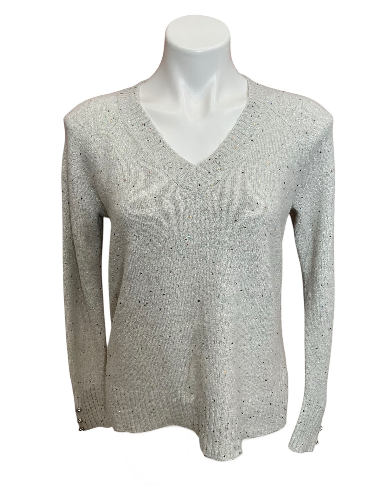 Lilly Pulitzer Kaycee Sequin Sweater Heathered Pebble Beach Metallic - Size XS
