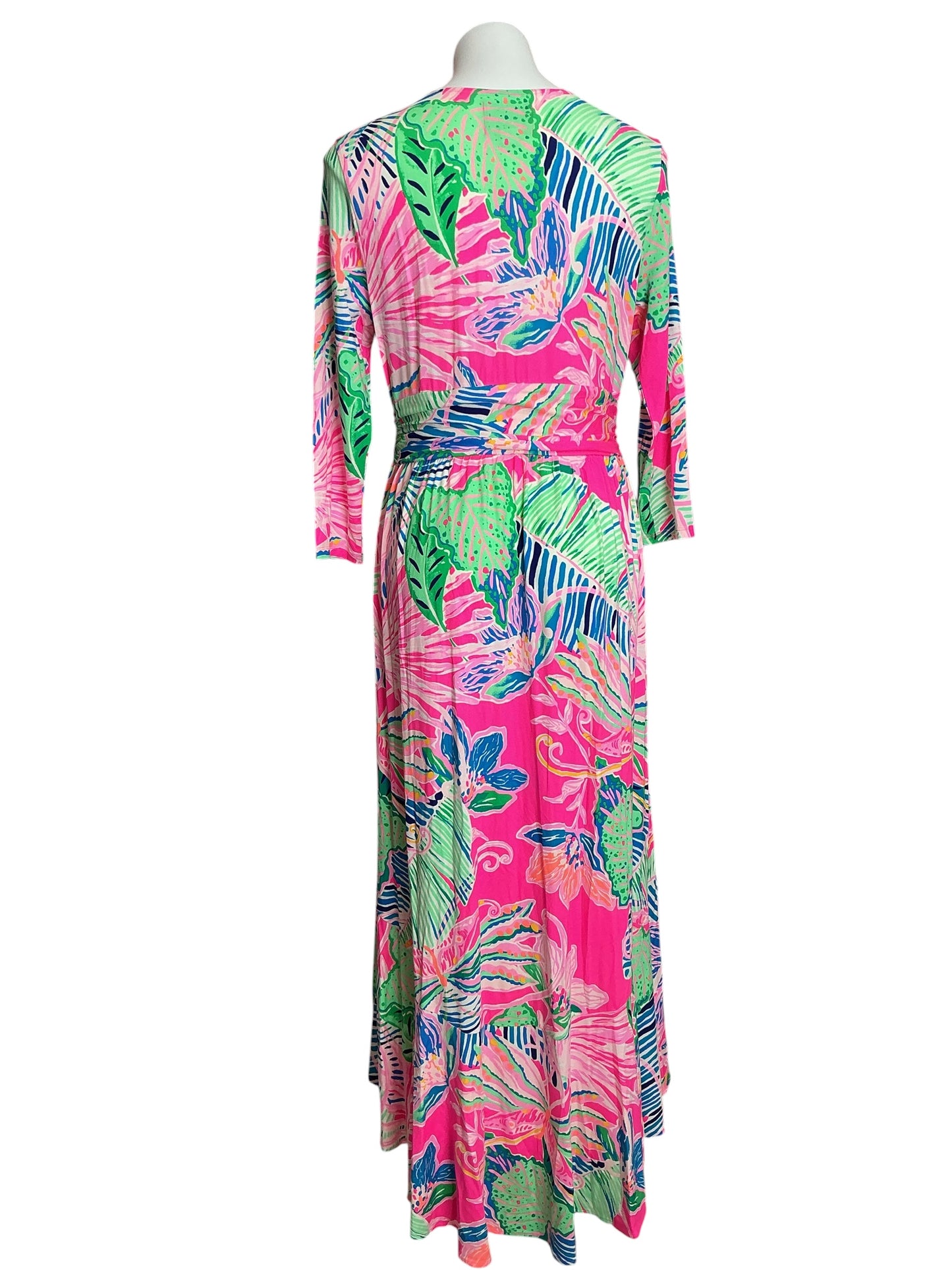 Lilly Pulitzer Montague Wrap Maxi Dress Raz Berry Sunset Soirée - Size L
