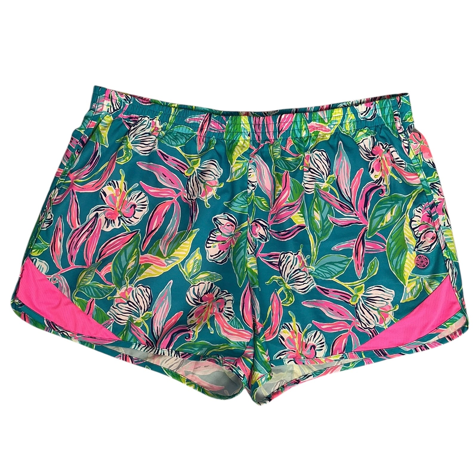 Lilly Pulitzer Luxletic Ocean Trail Short Formentera Turquoise Keep On Beleafing - Size S