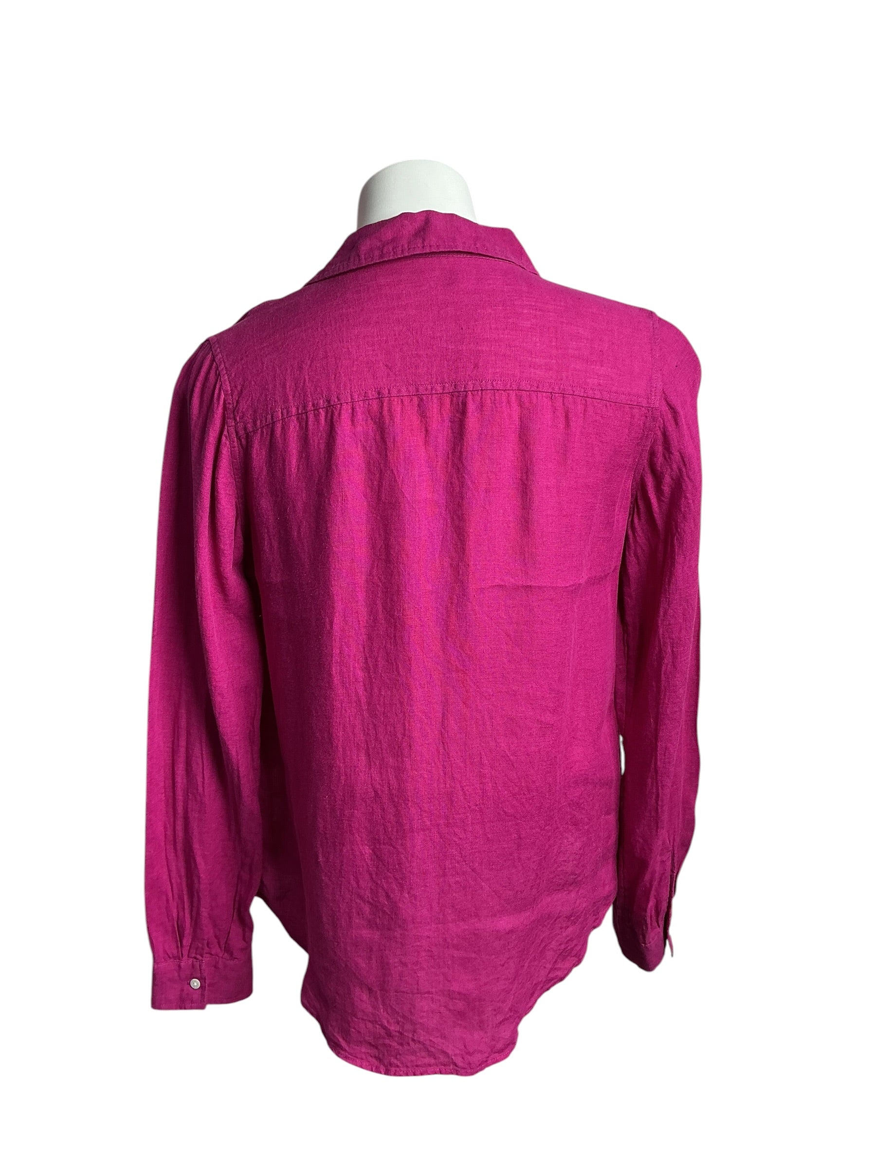 Lilly Pulitzer- Sea View Linen Button Down Top Aura Pink Size S