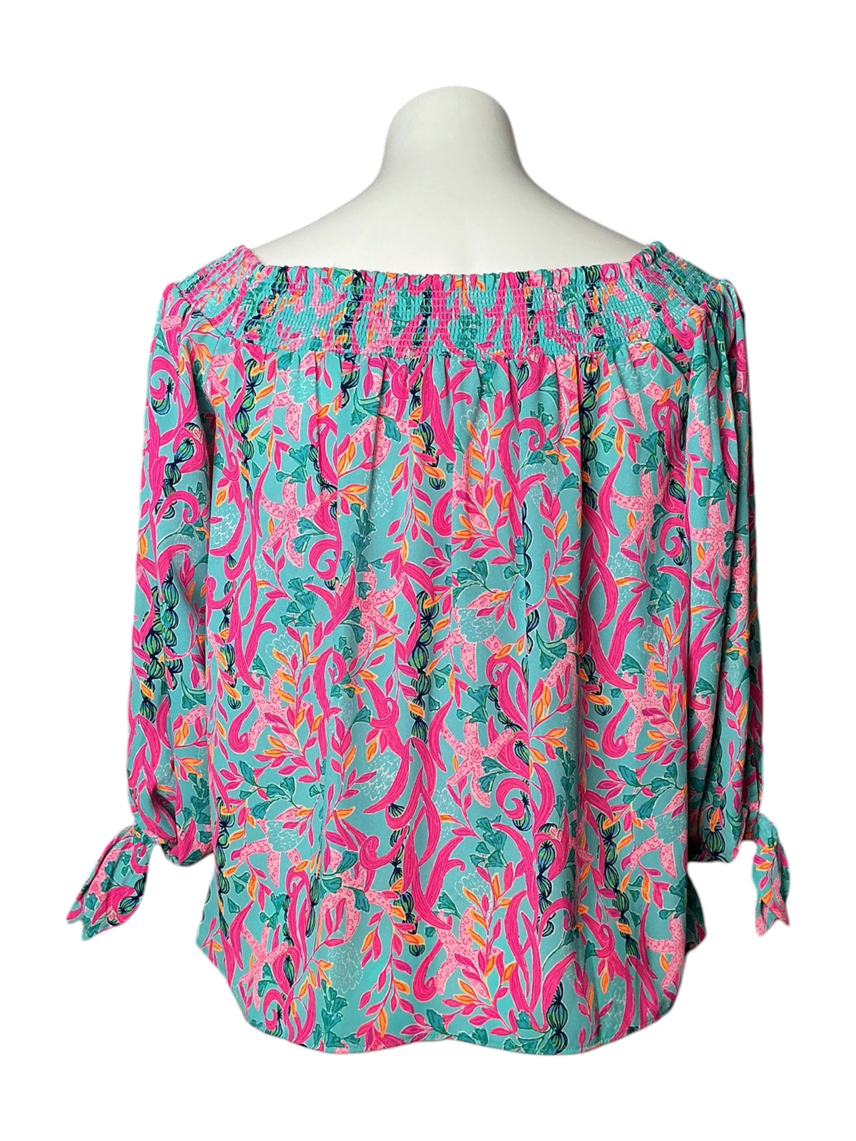 Lilly Pulitzer Maryellen Off-The-Shoulder Top Seaweed Samba - Size S