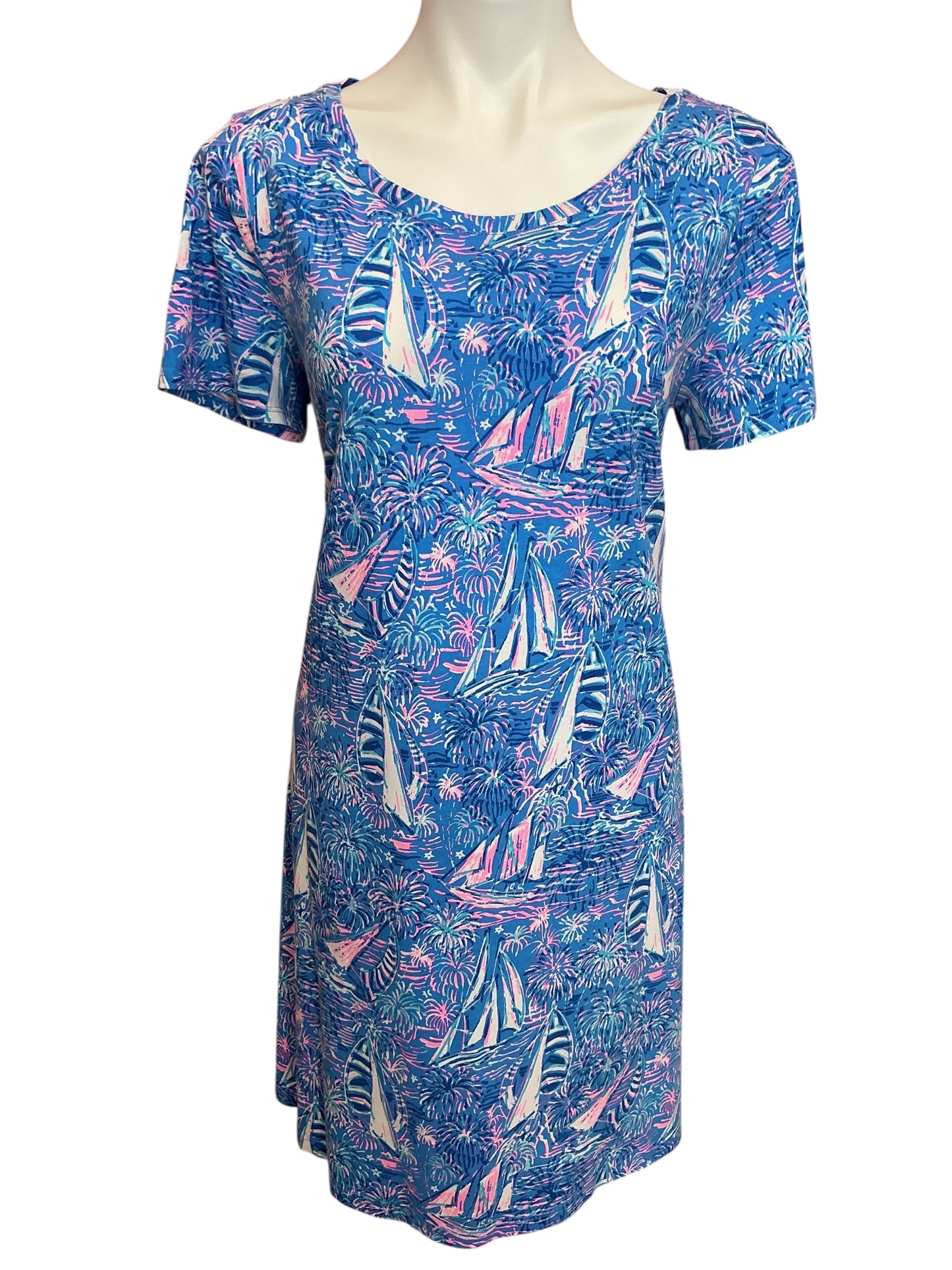 Lilly Pulitzer Cody T-Shirt Dress Boca Blue It’s A Sailabration - Size L